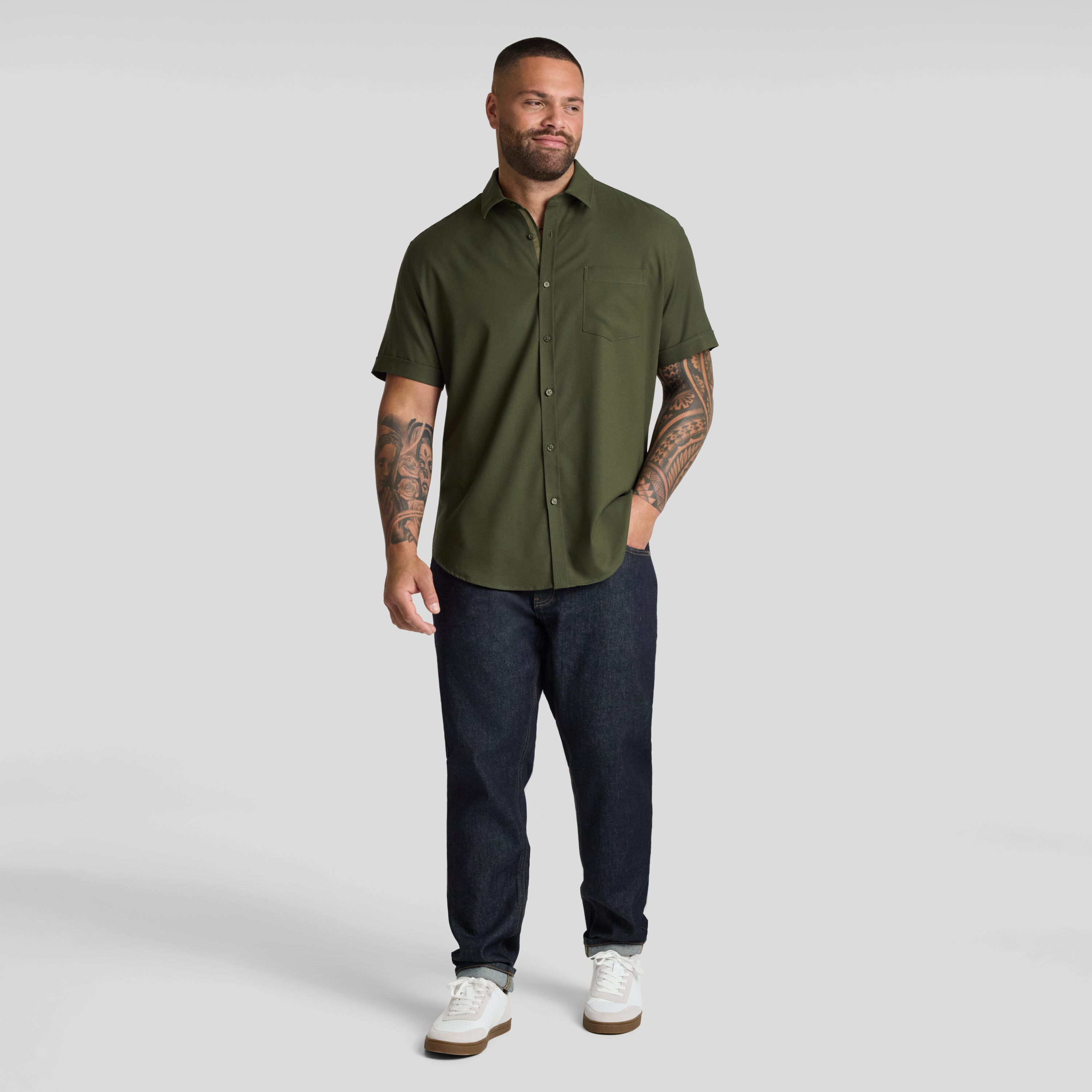 Olive Deniro Stretch Shirt