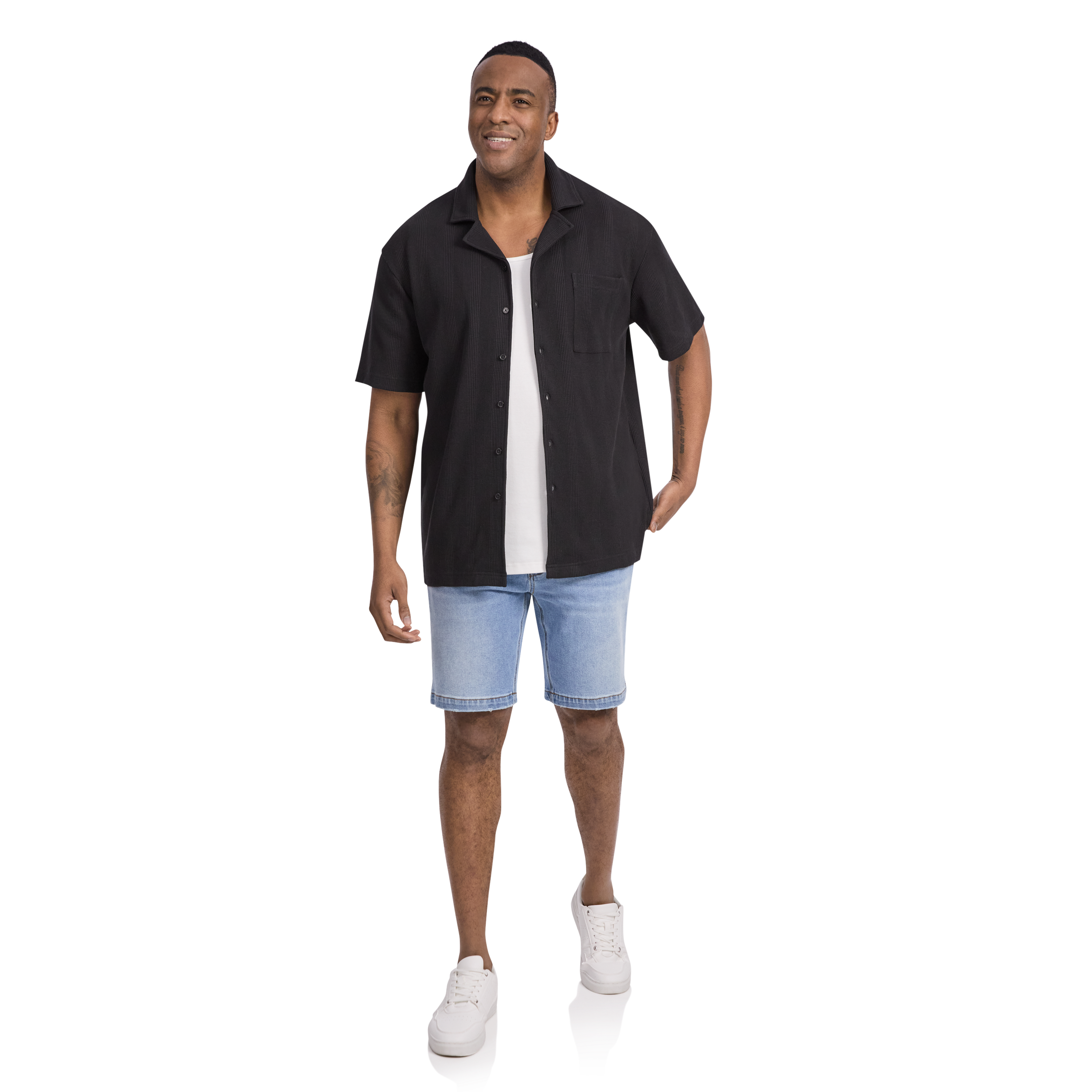 Black Weaver Relaxed Fit Knit Shirt