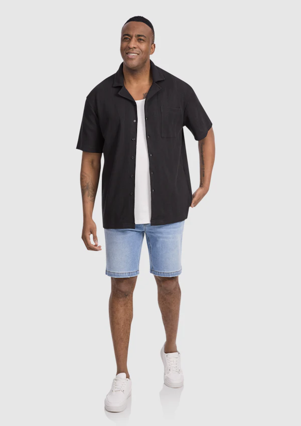 Black Weaver Relaxed Fit Knit Shirt