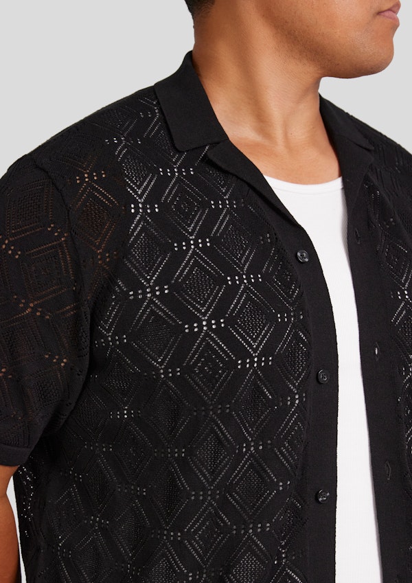 Black Alfred Relaxed Fit Knit Shirt