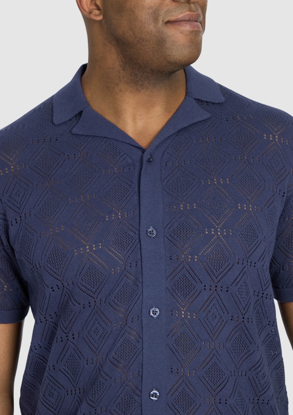 Blue Alfred Relaxed Fit Knit Shirt