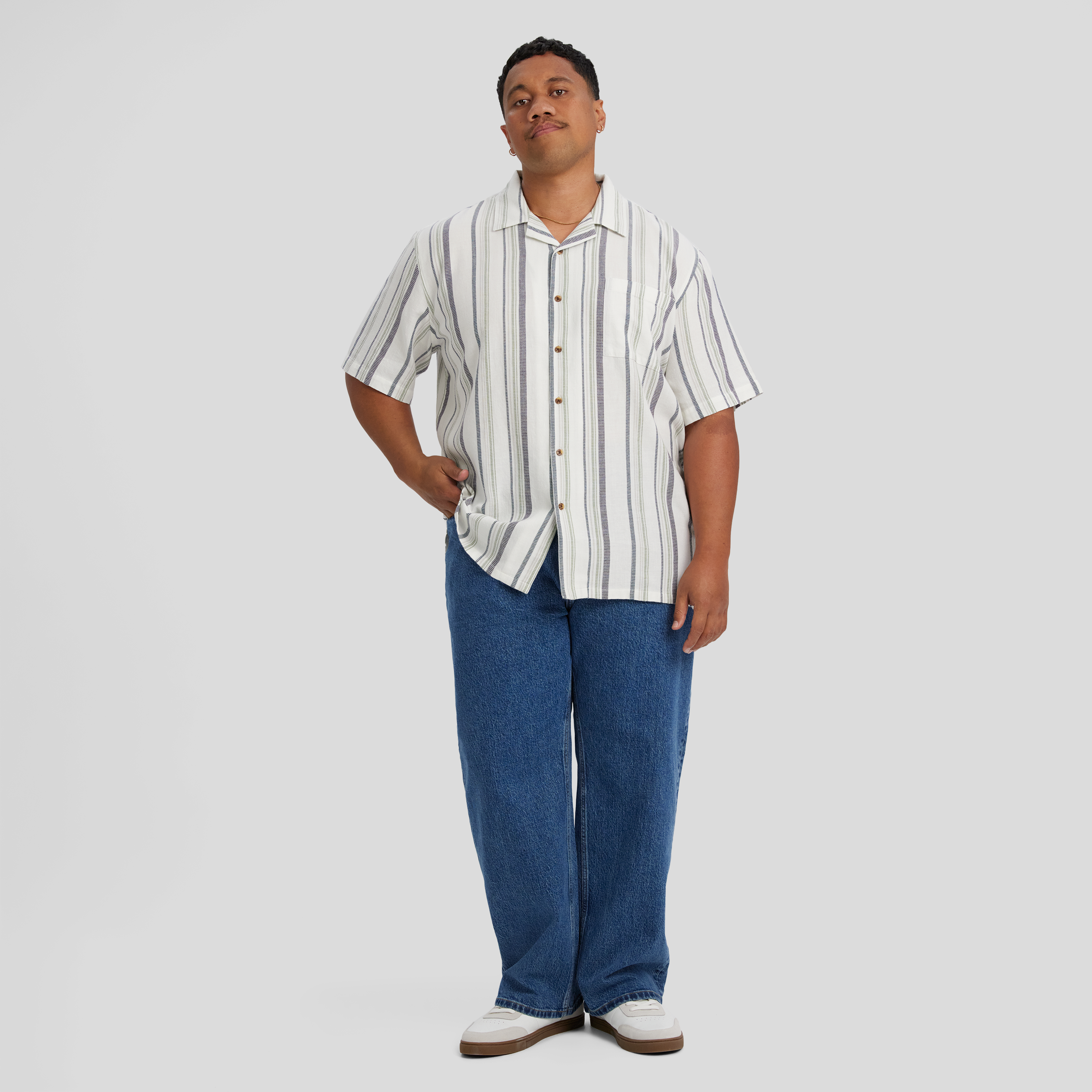 White Figaro Relaxed Stripe Shirt