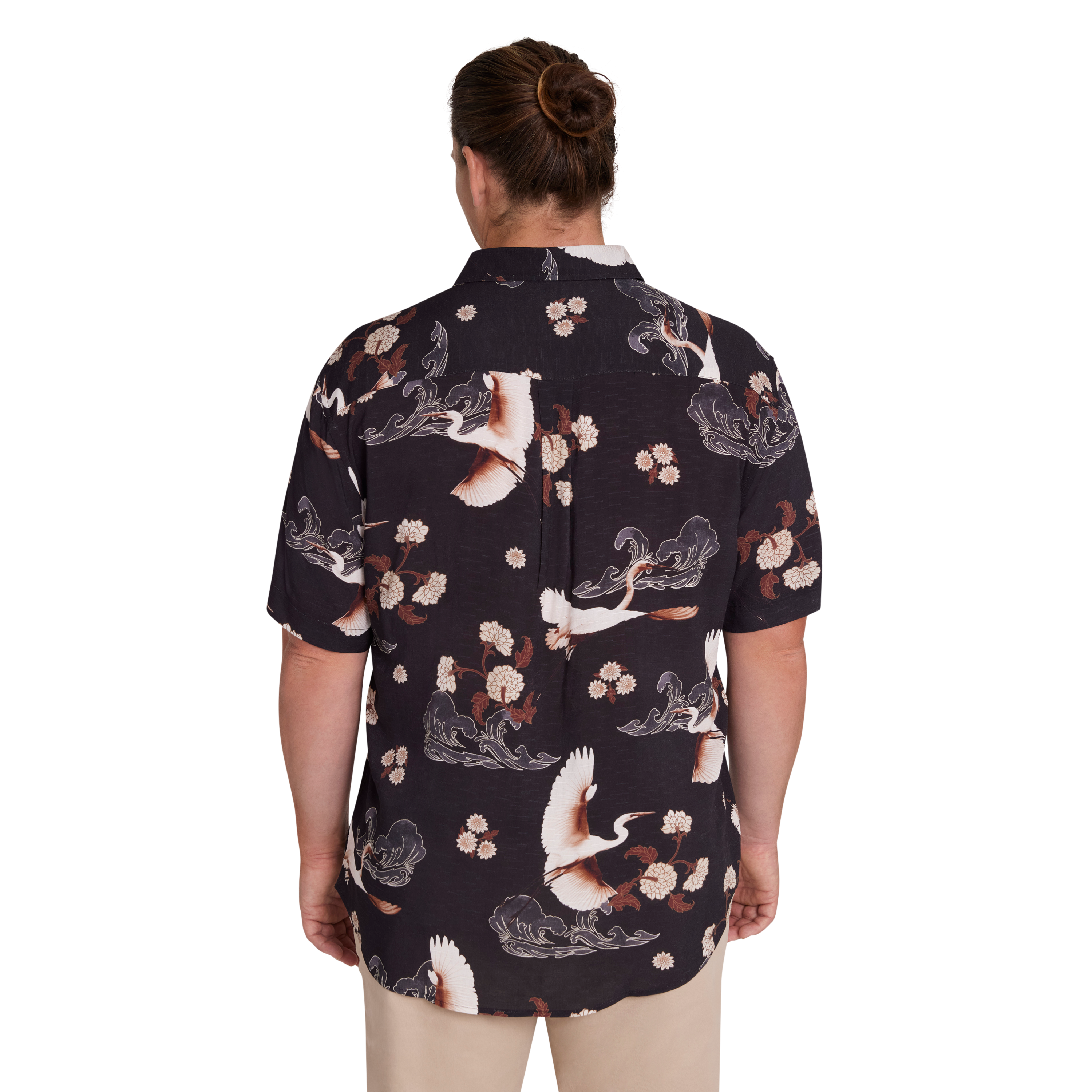 Navy Crane Print Shirt