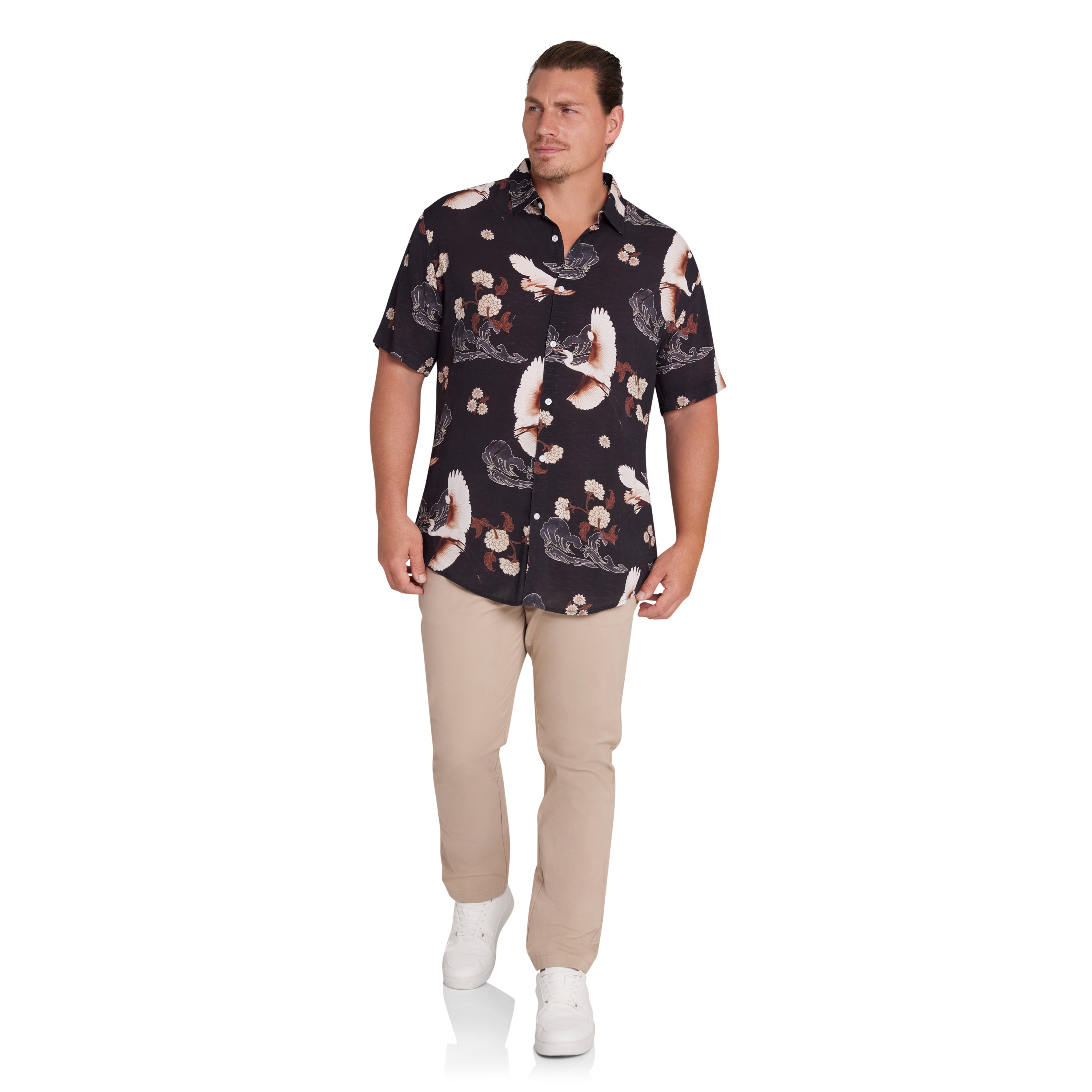 Navy Crane Print Shirt