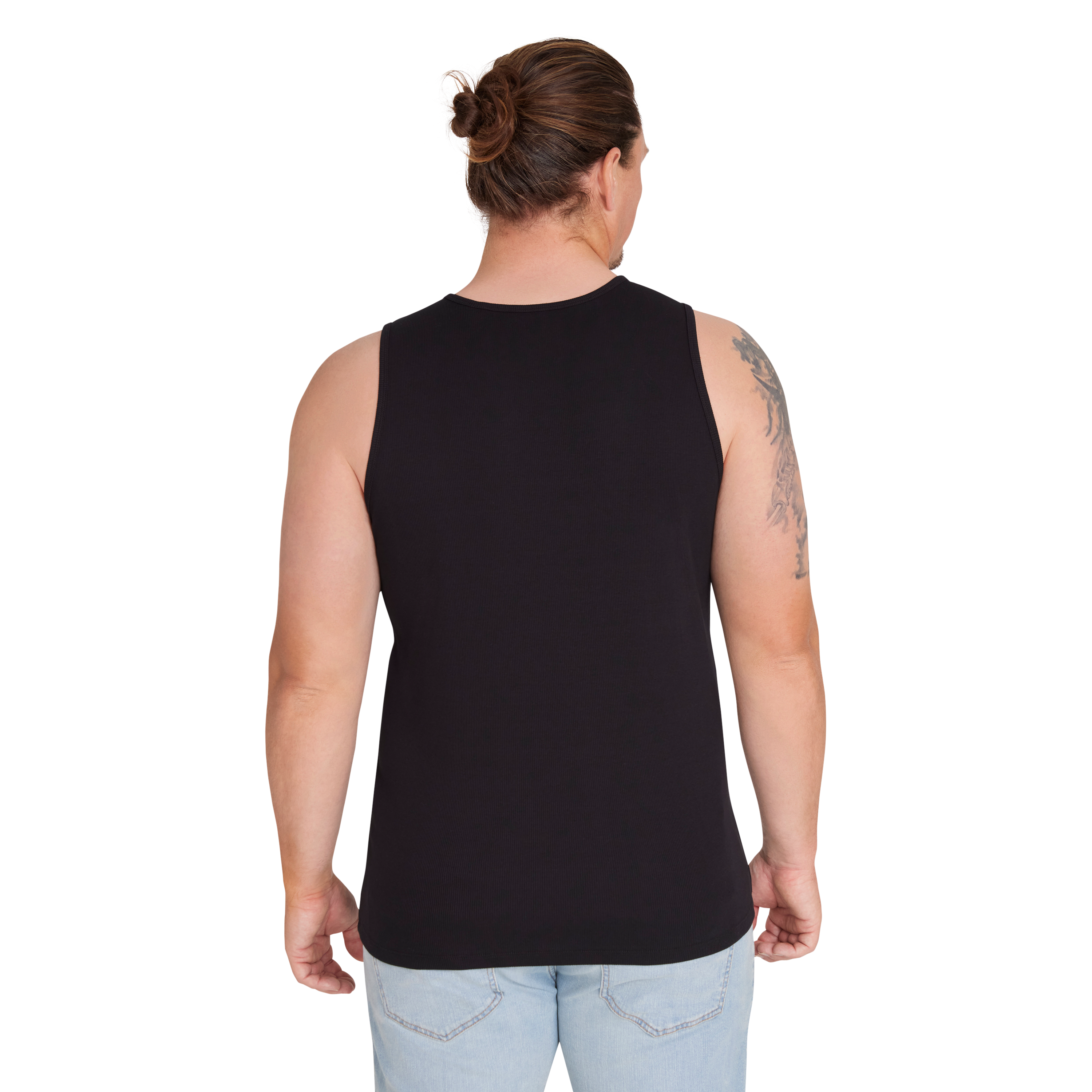 Black Essential Rib Singlet