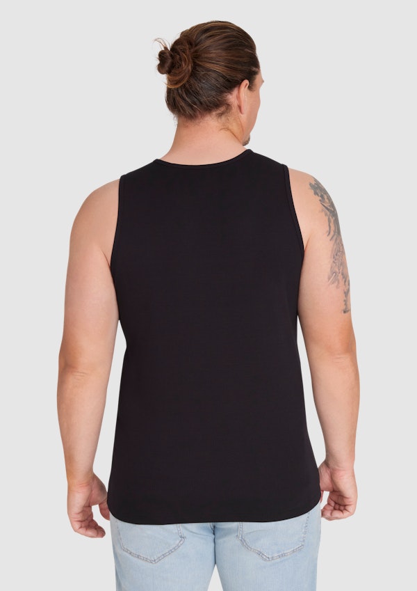 Black Essential Rib Singlet
