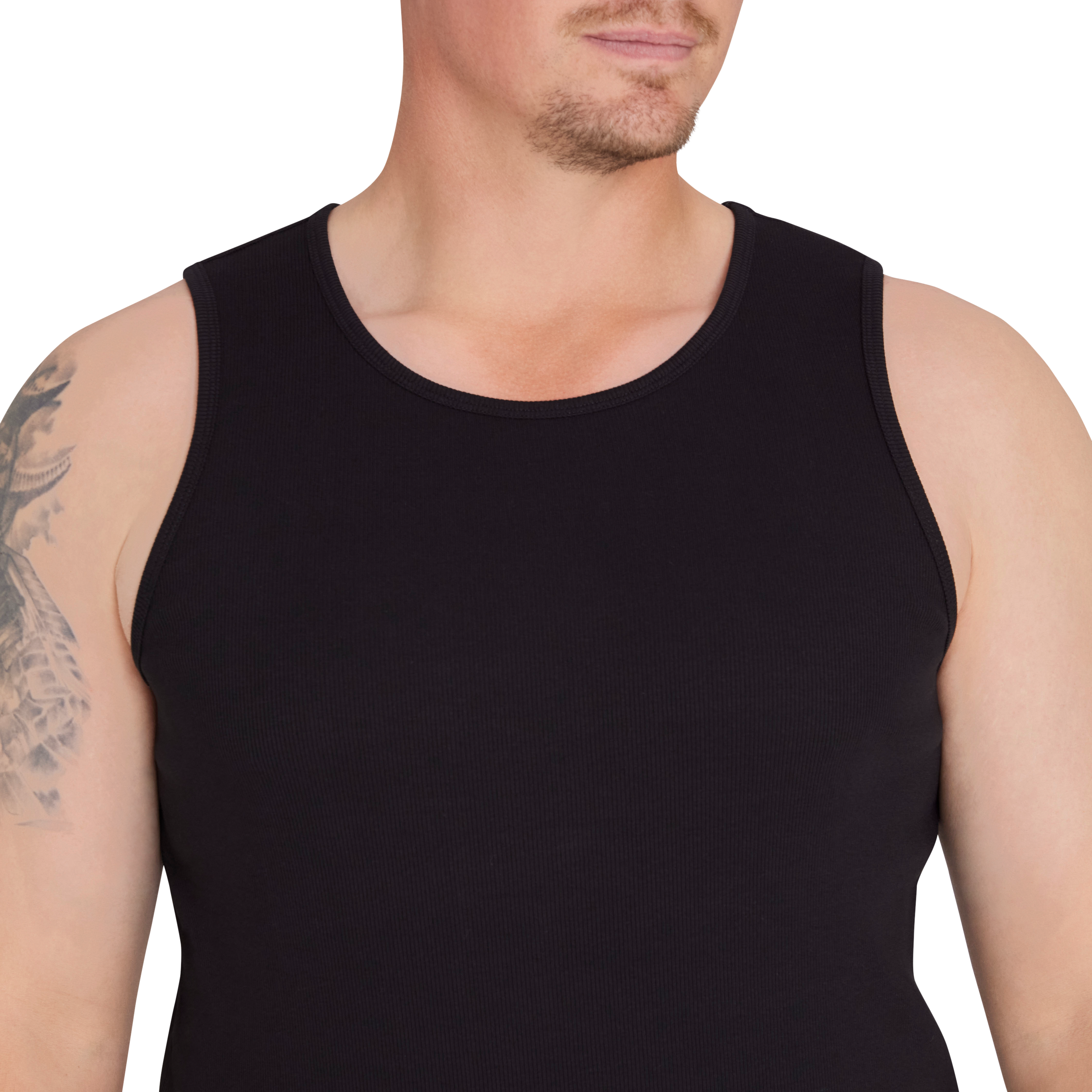 Black Essential Rib Singlet
