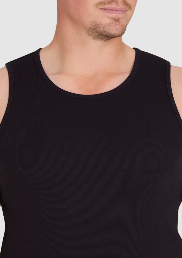 Black Essential Rib Singlet