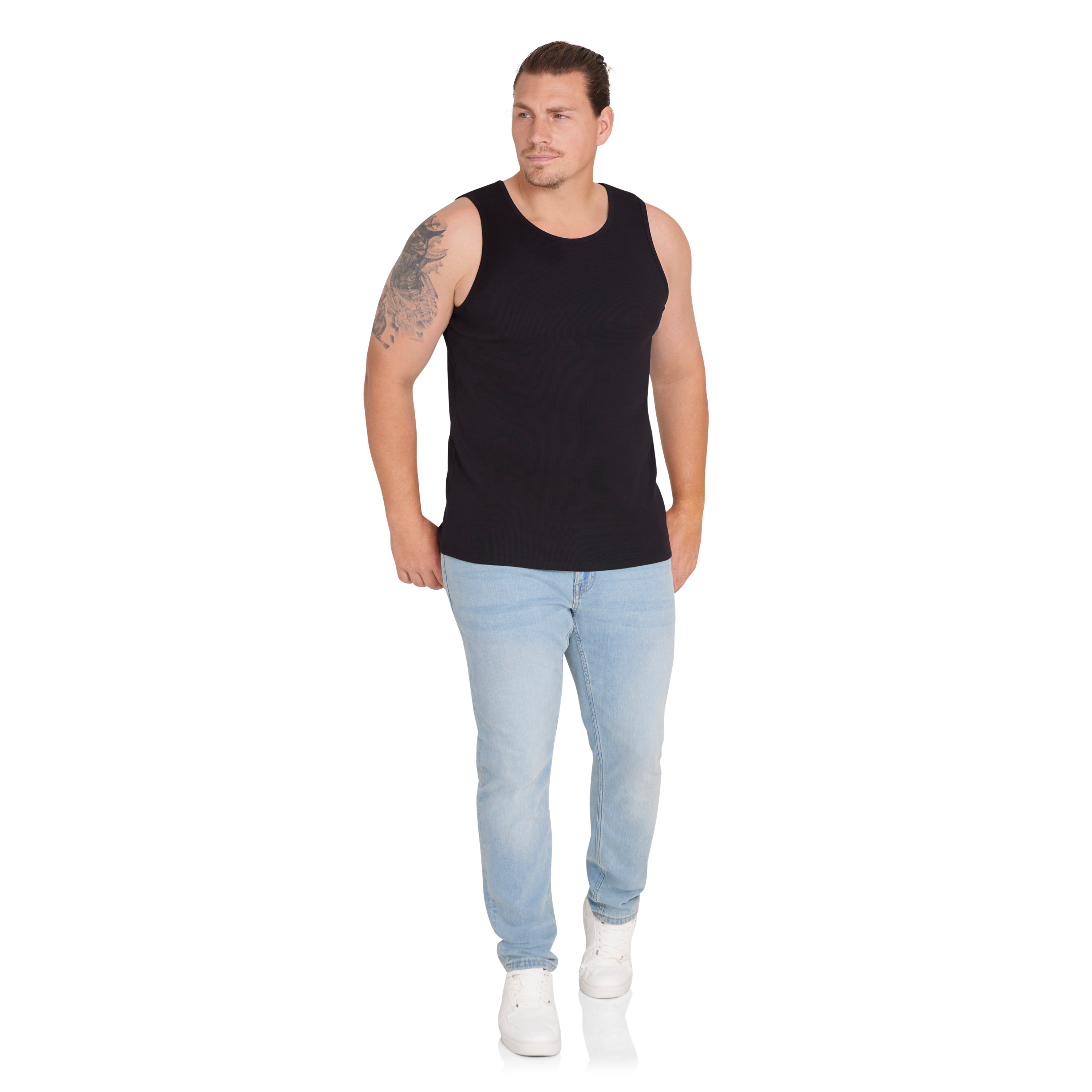 Black Essential Rib Singlet
