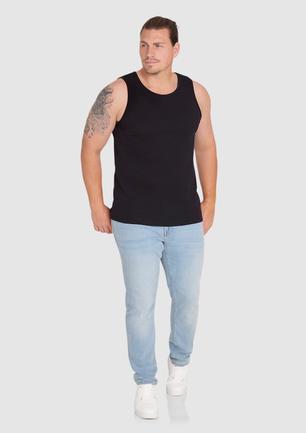 Black Essential Rib Singlet