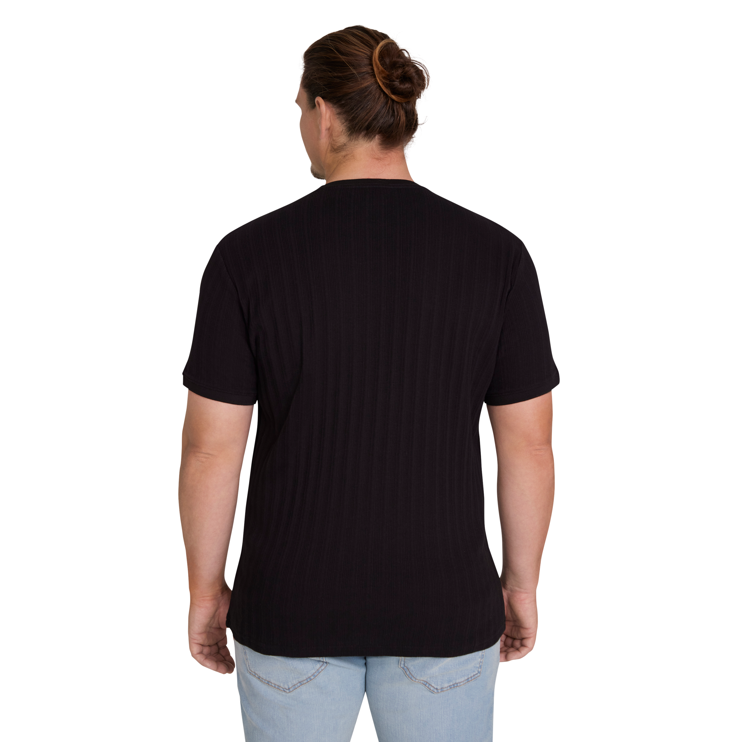 Black Textured Crew Neck Tee