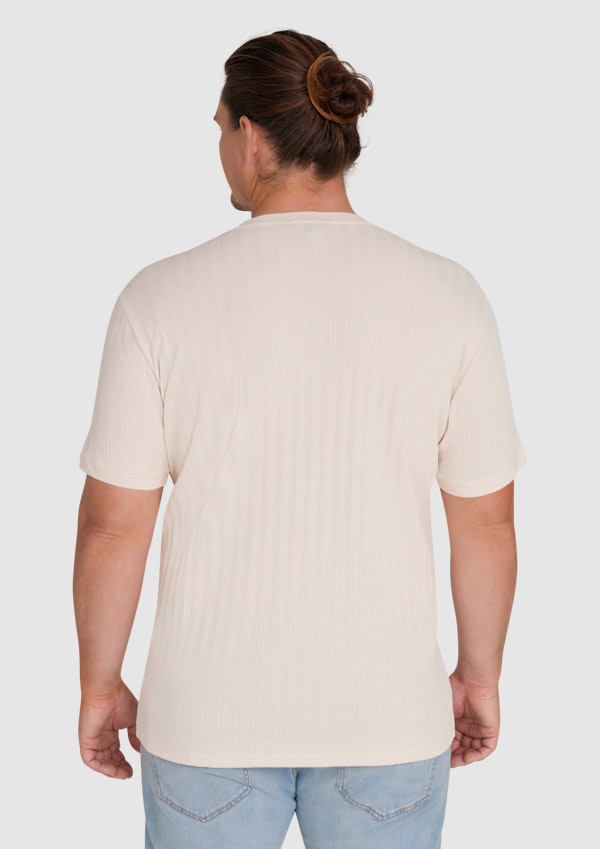 Ecru Textured Crew Neck Tee