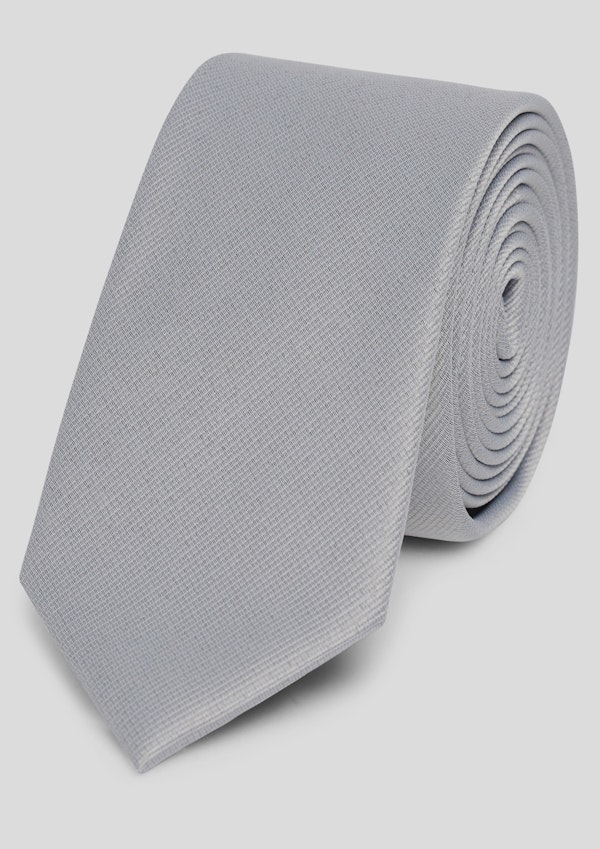 Silver Plain Twill Tie 7Cm