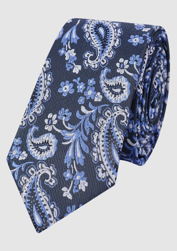 Blue Paisley Jacquard Tie Tall