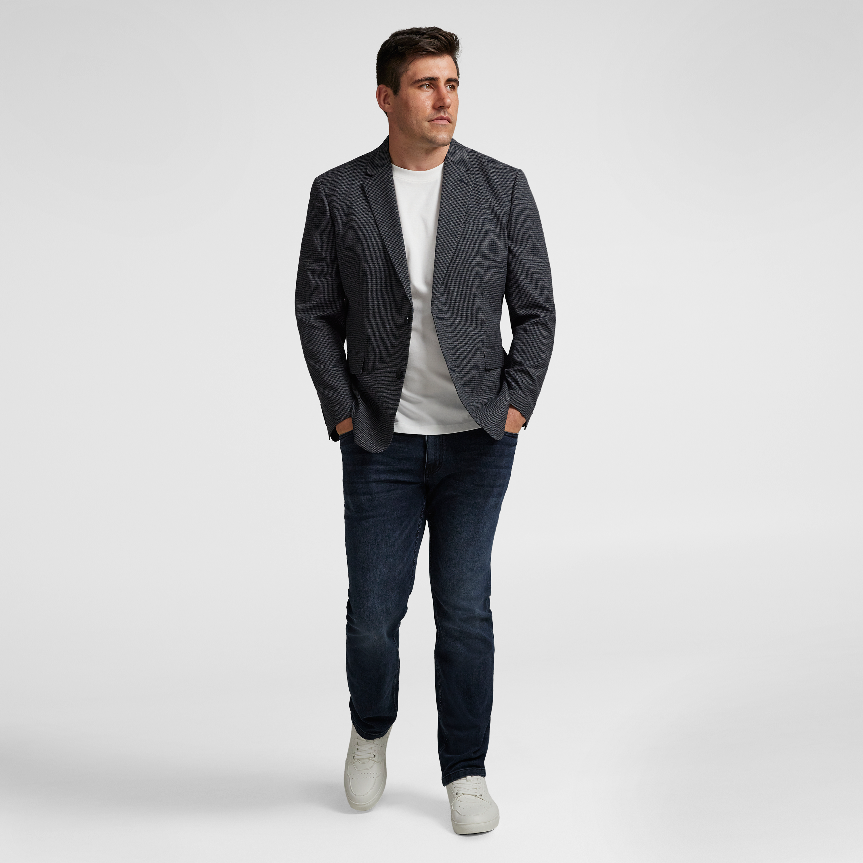 Charcoal Kingsley Check Stretch Blazer