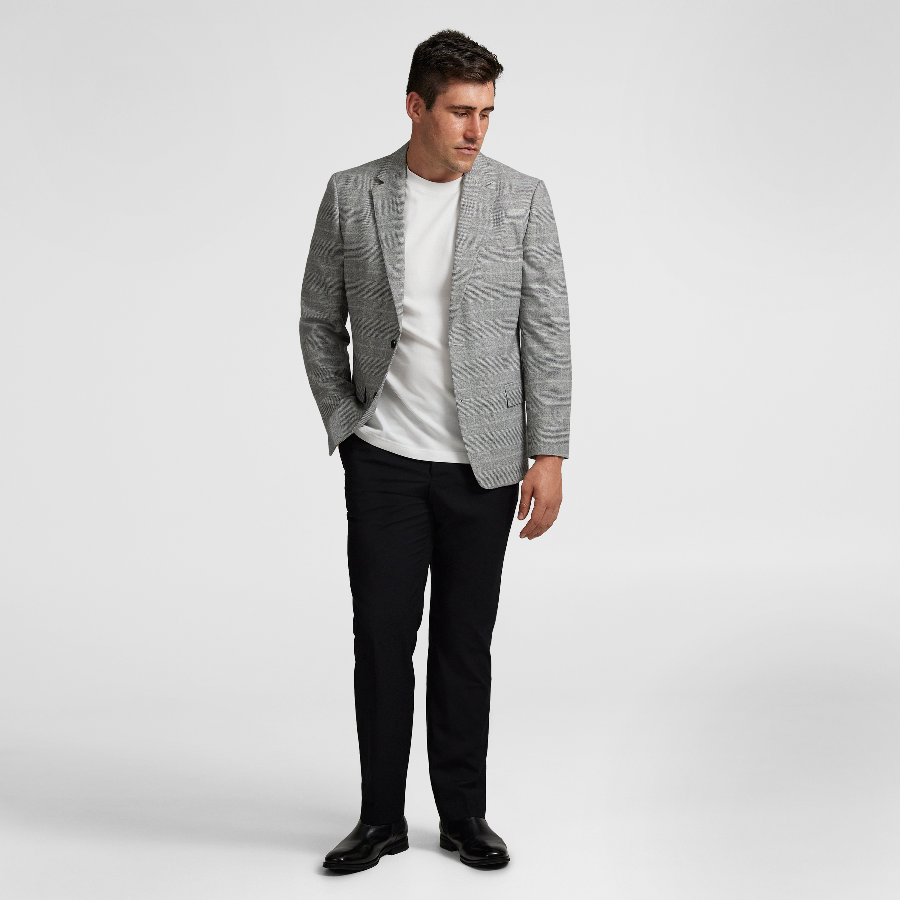 Grey Davis Check Stretch Blazer