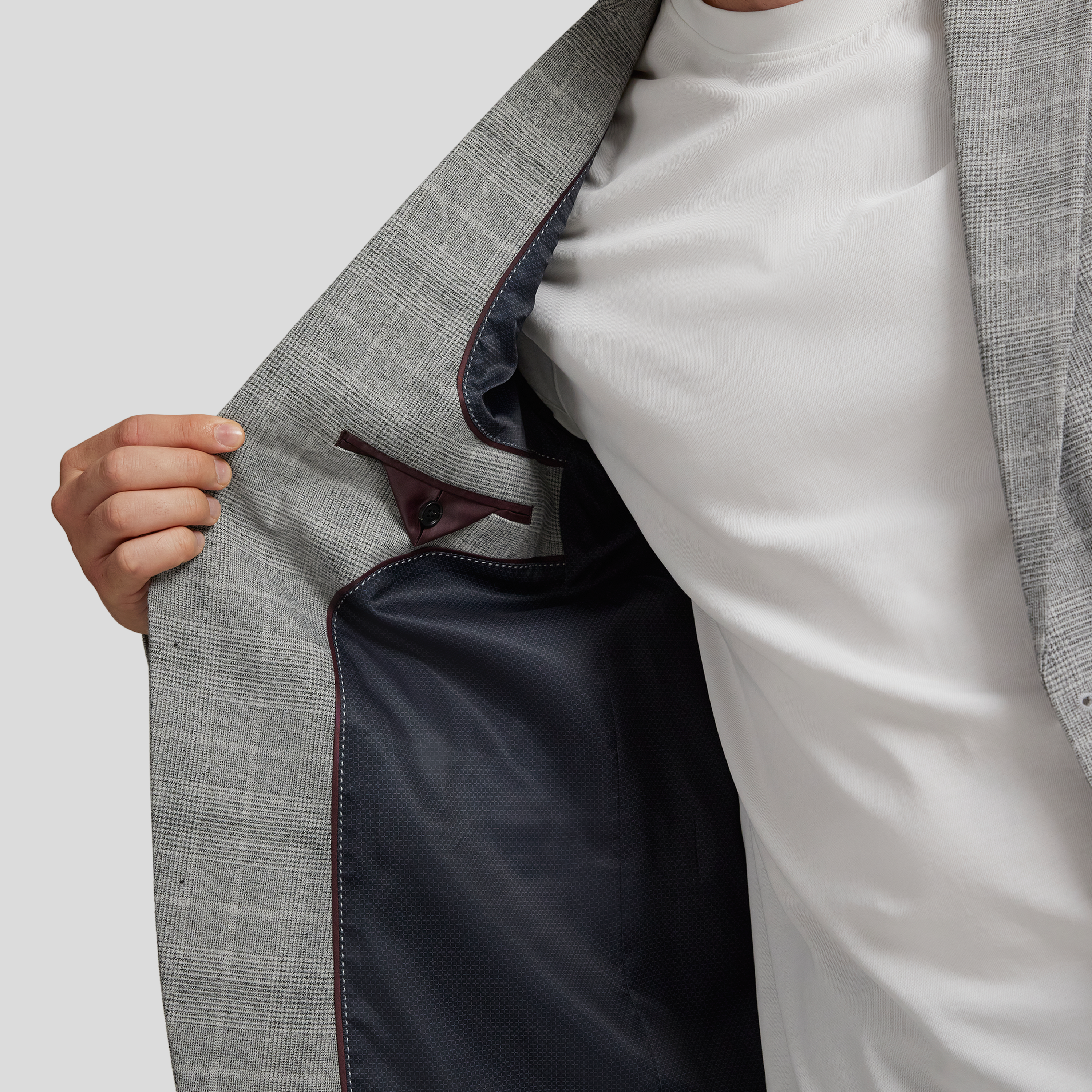 Grey Davis Check Stretch Blazer
