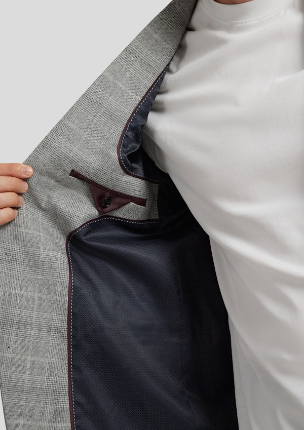 Grey Davis Check Stretch Blazer