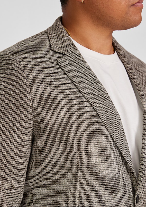 Taupe Barker Check Stretch Blazer