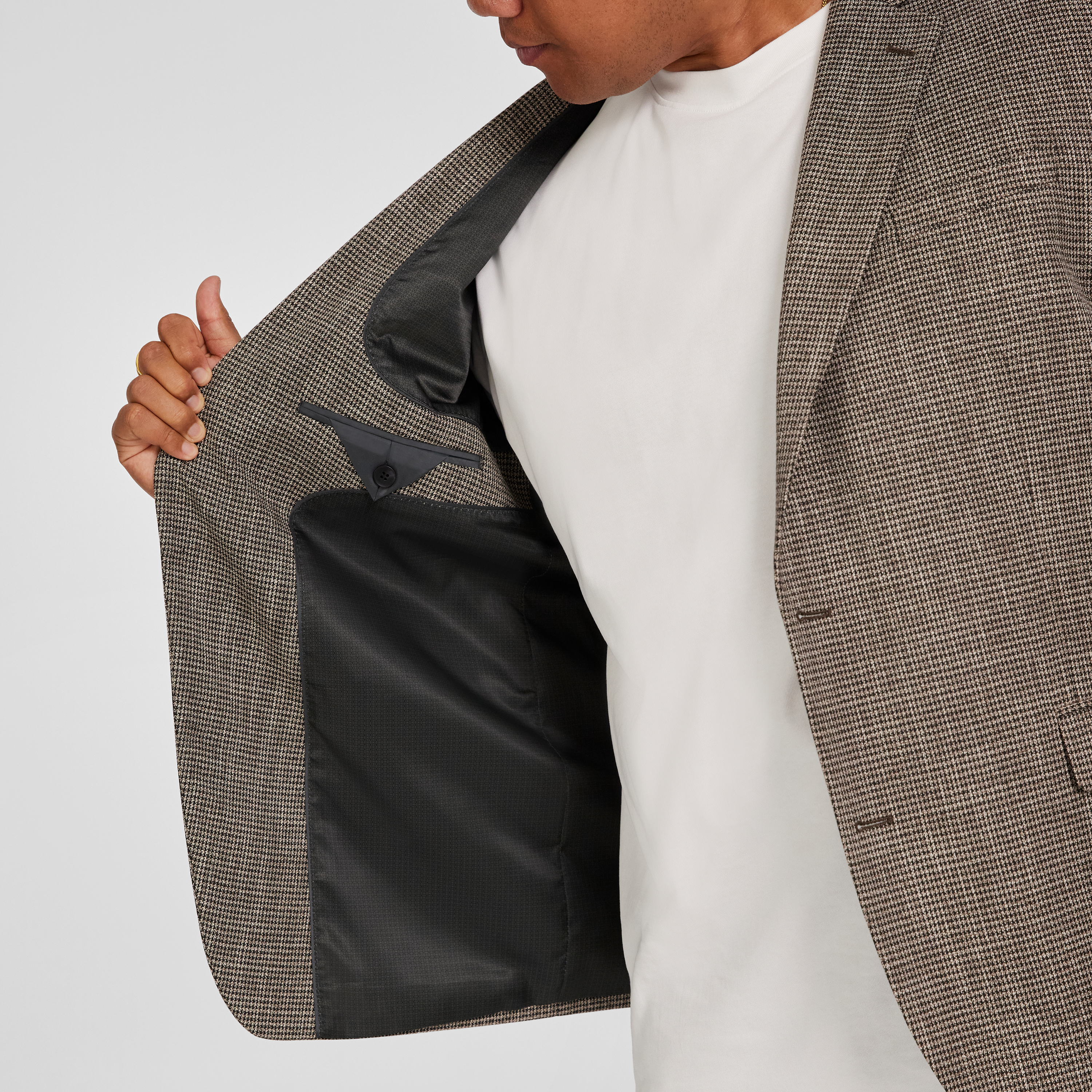 Taupe Barker Check Stretch Blazer