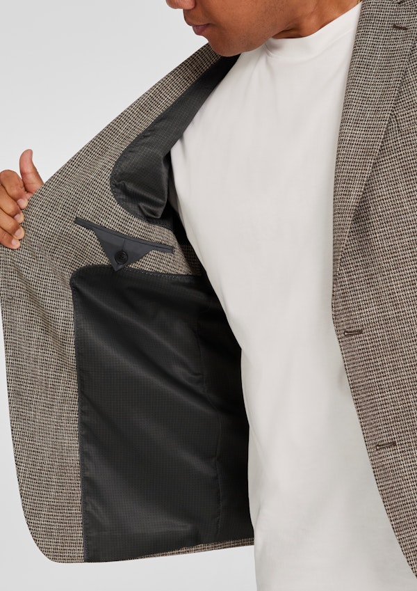 Taupe Barker Check Stretch Blazer