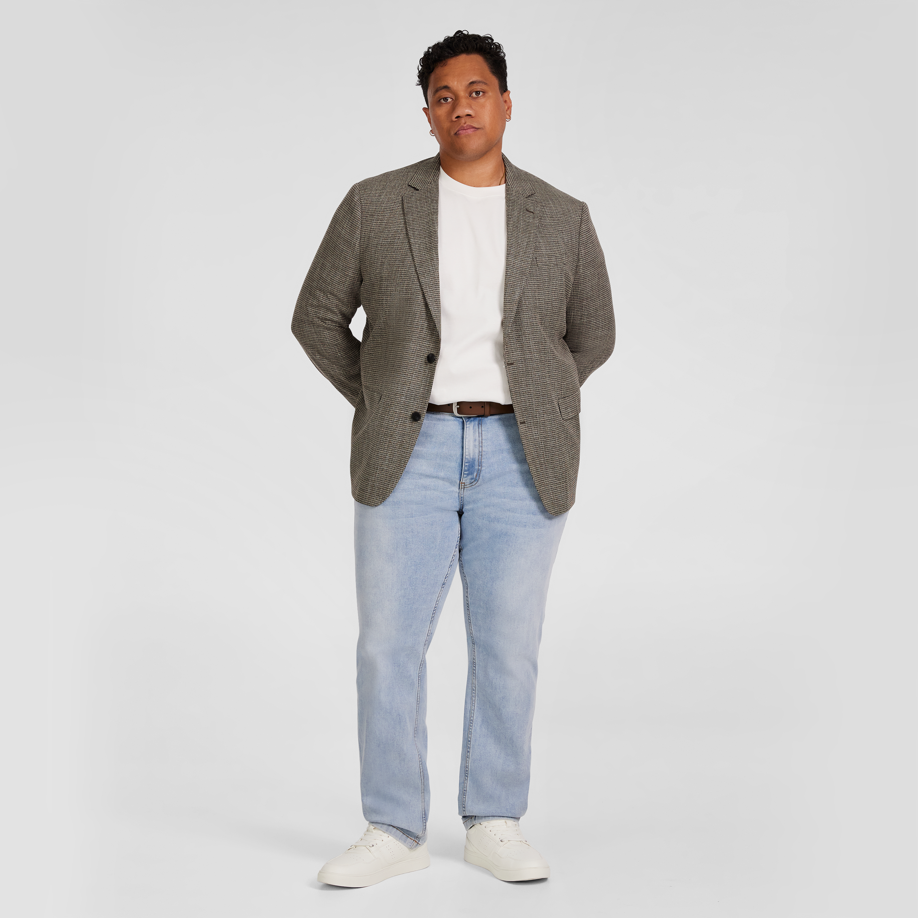 Taupe Barker Check Stretch Blazer