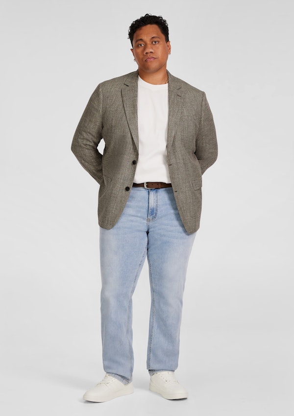 Taupe Barker Check Stretch Blazer