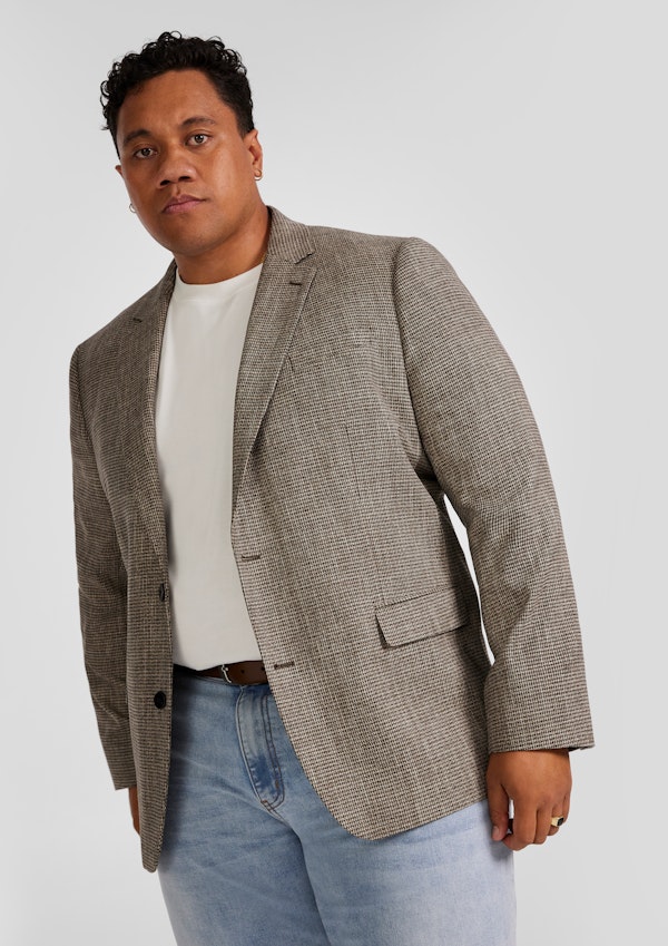 Taupe Barker Check Stretch Blazer