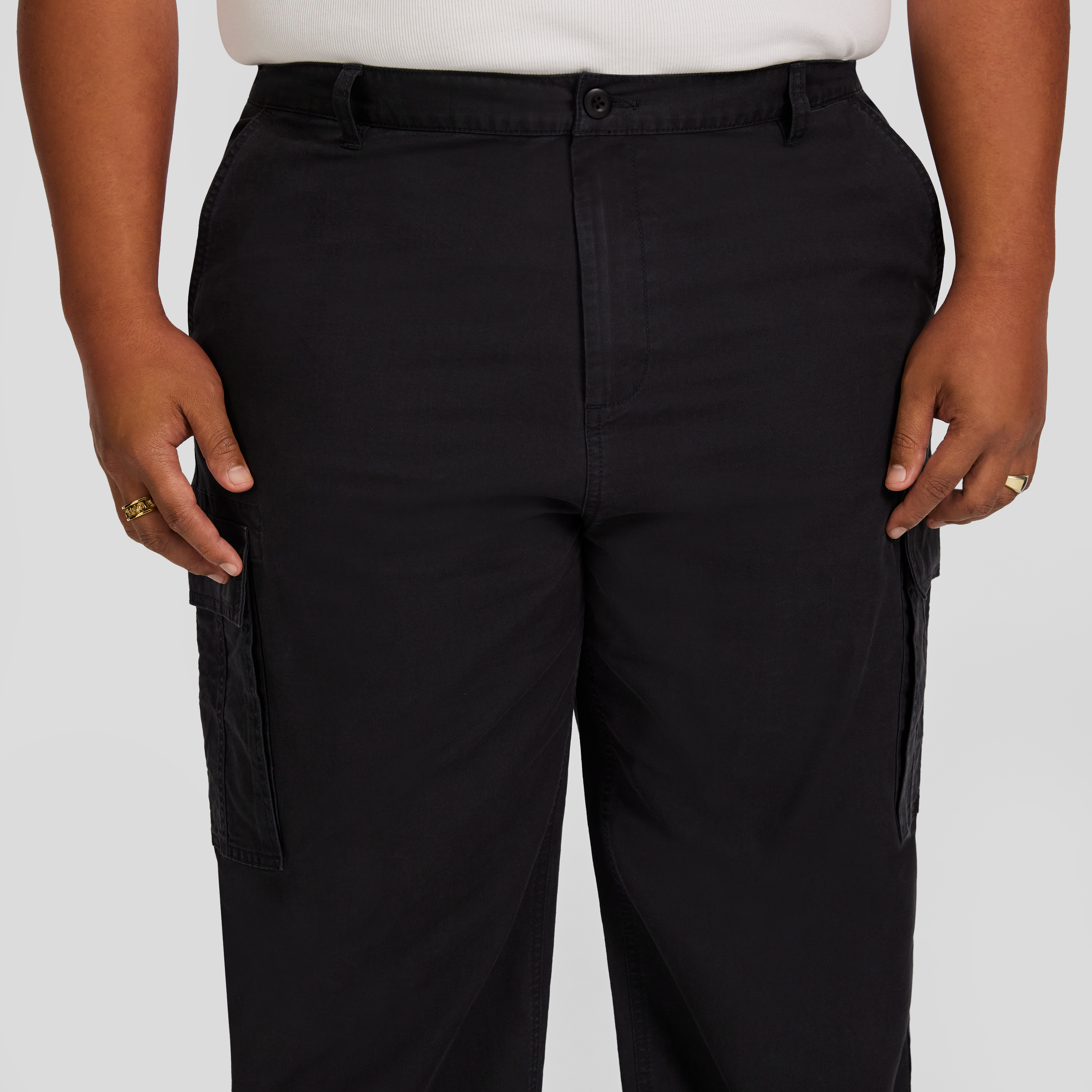 Washed Black Relaxed Fit Cargo Pant