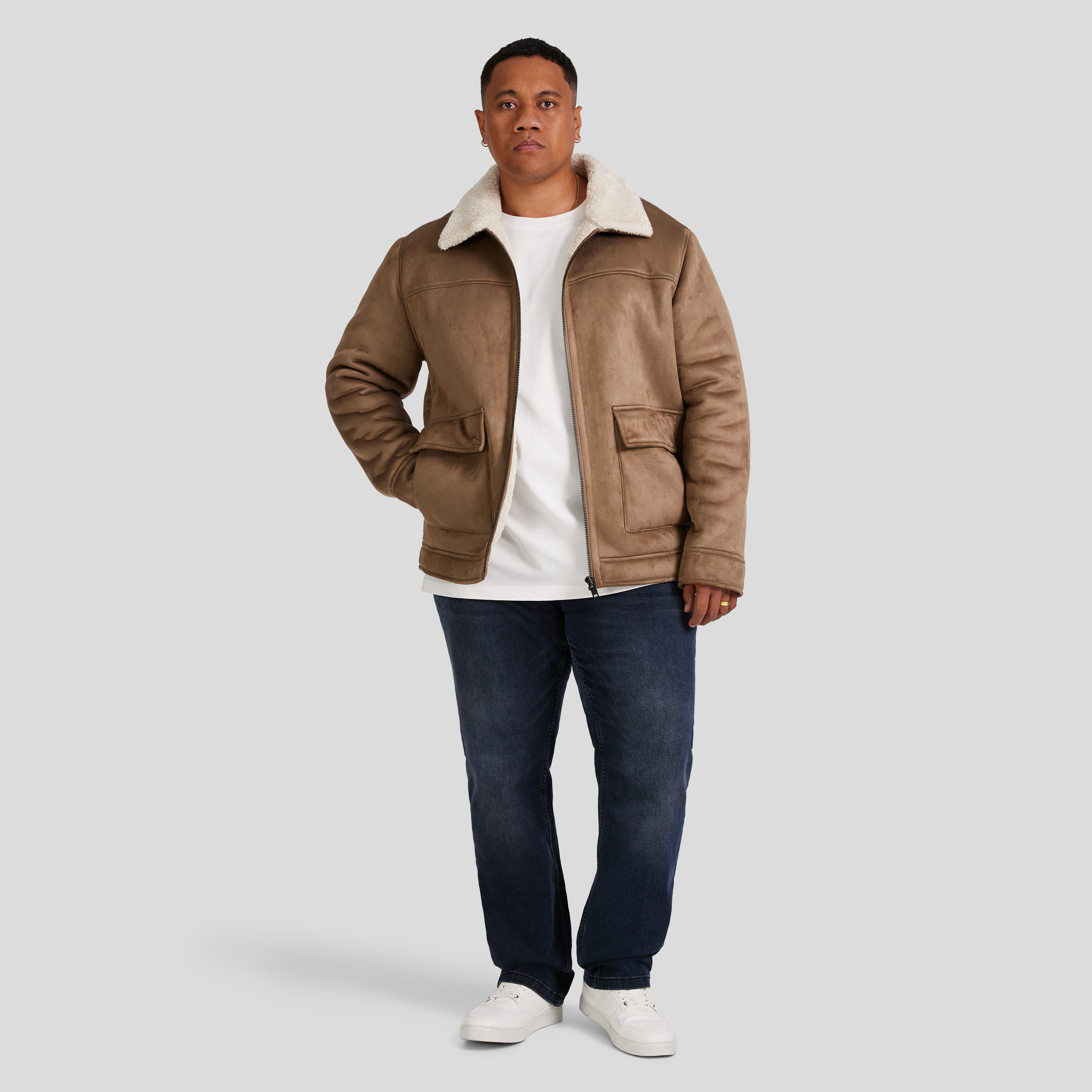 Taupe Val Sherpa Suede Jacket