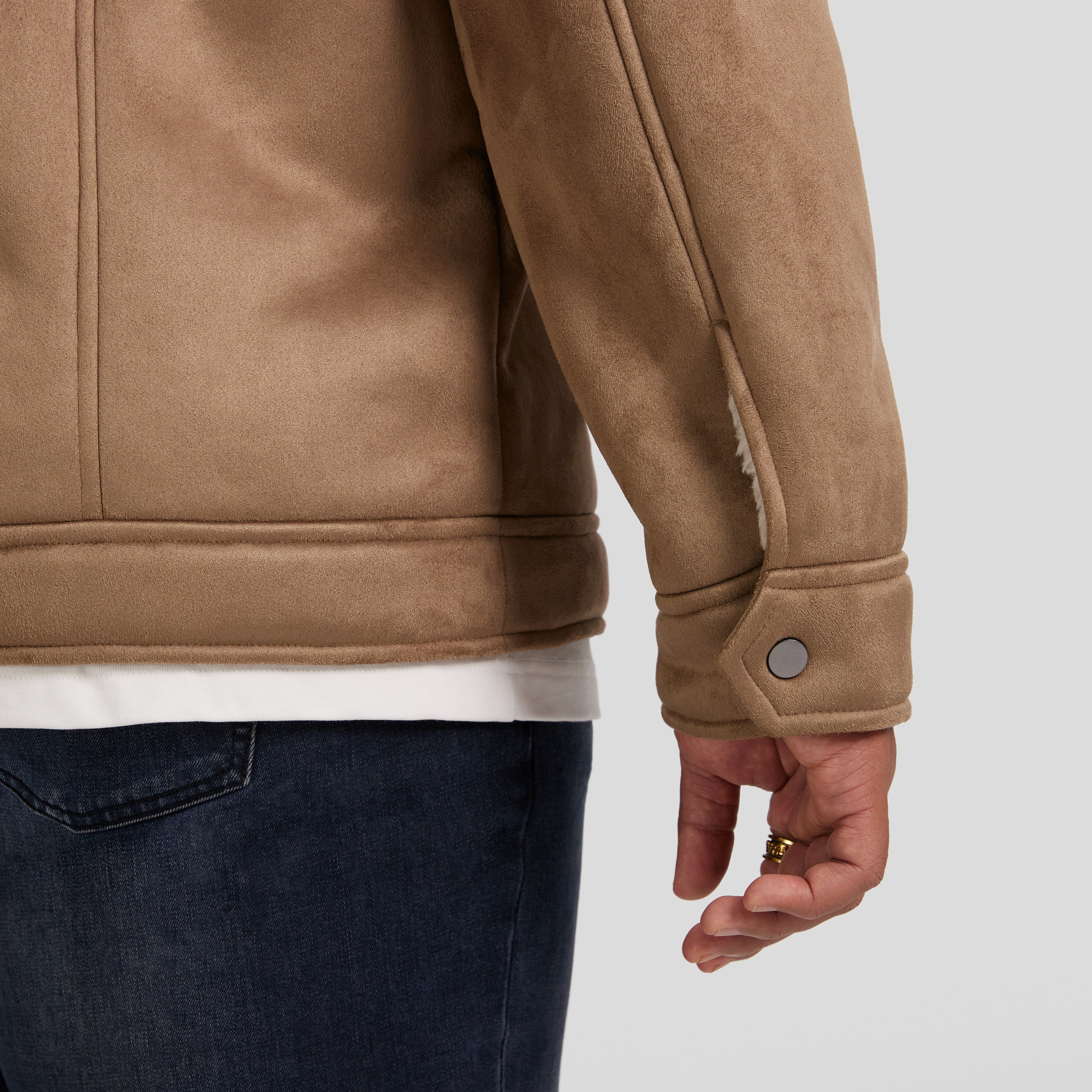 Taupe Val Sherpa Suede Jacket
