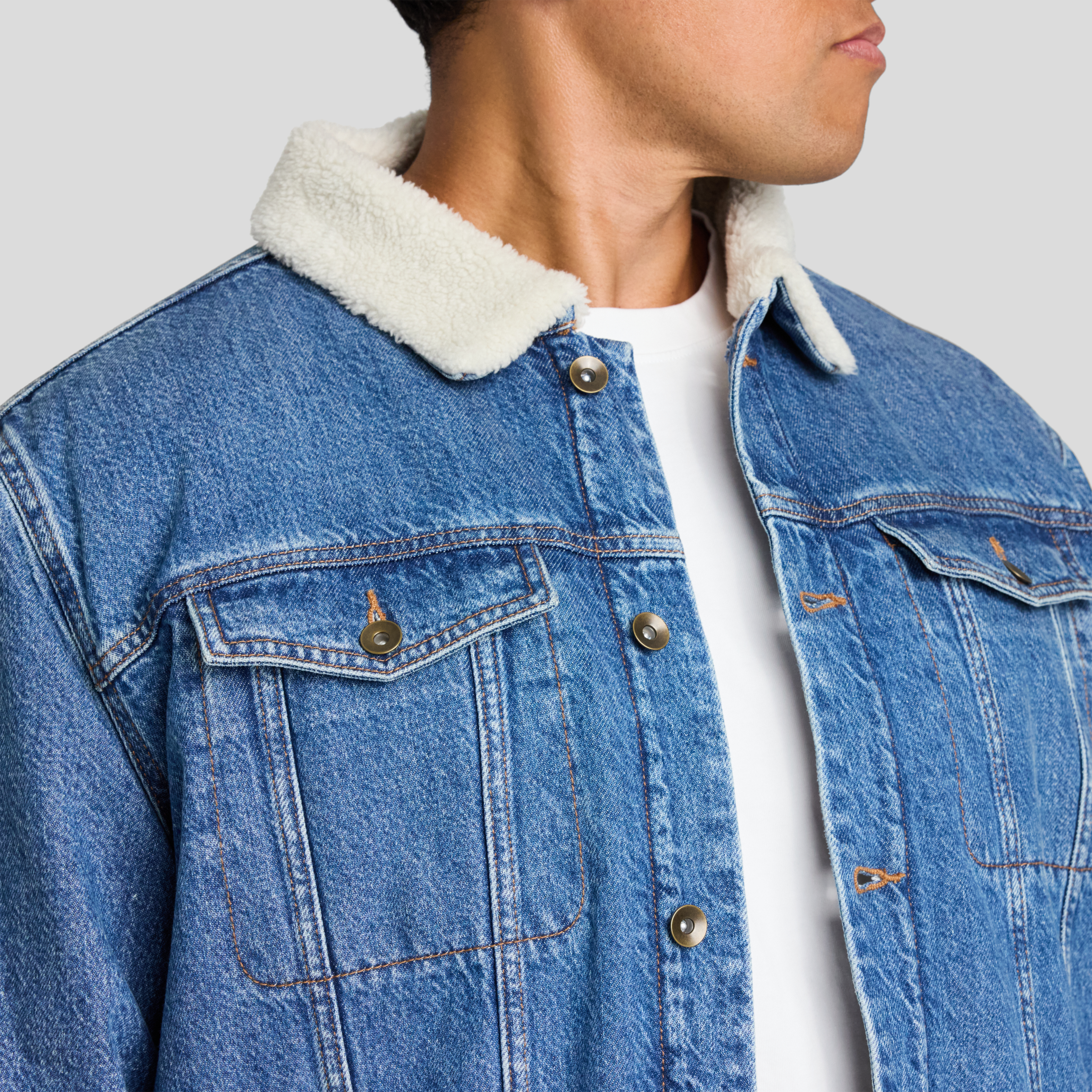 Dark Wash Wheeler SherpaDenim Trucker