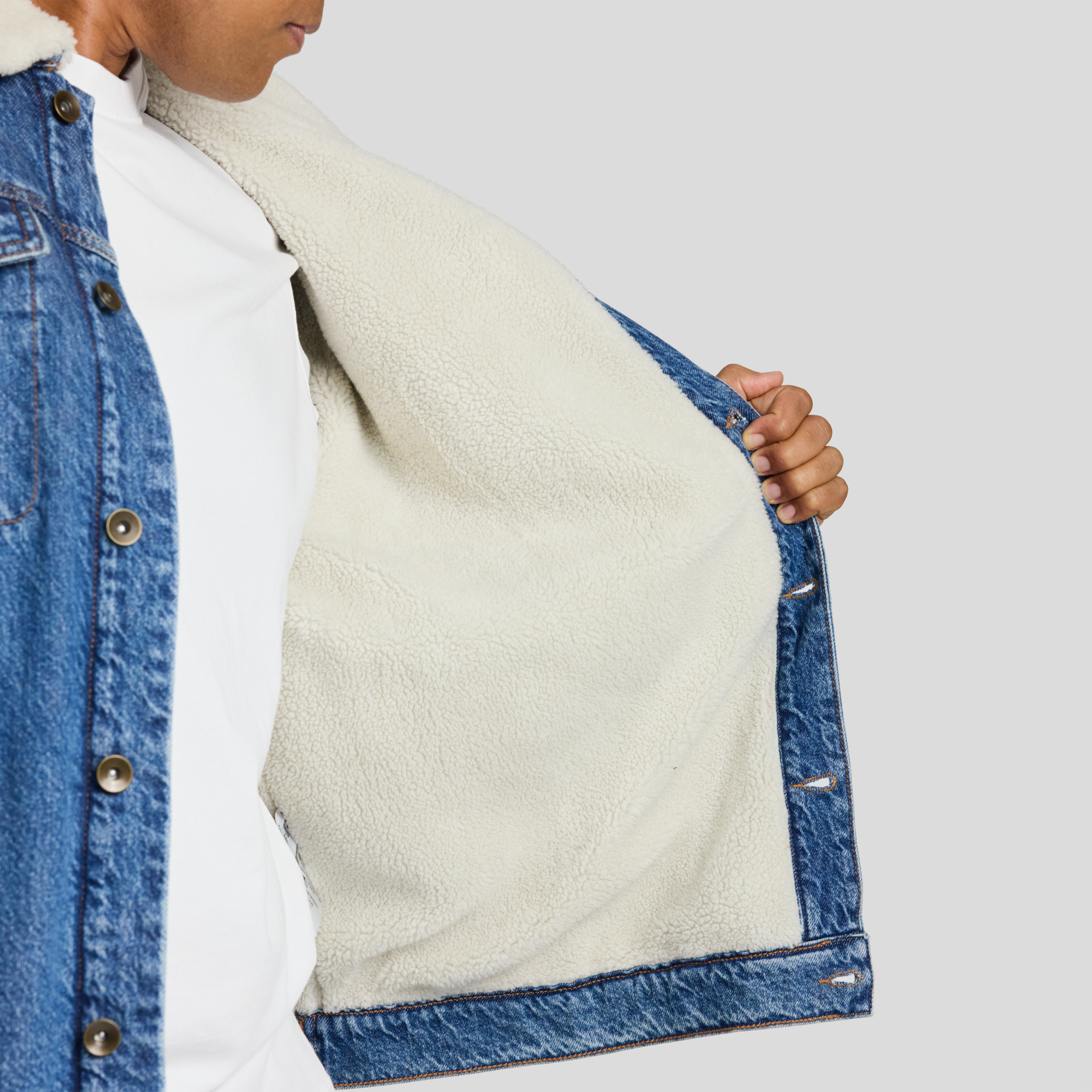 Dark Wash Wheeler SherpaDenim Trucker