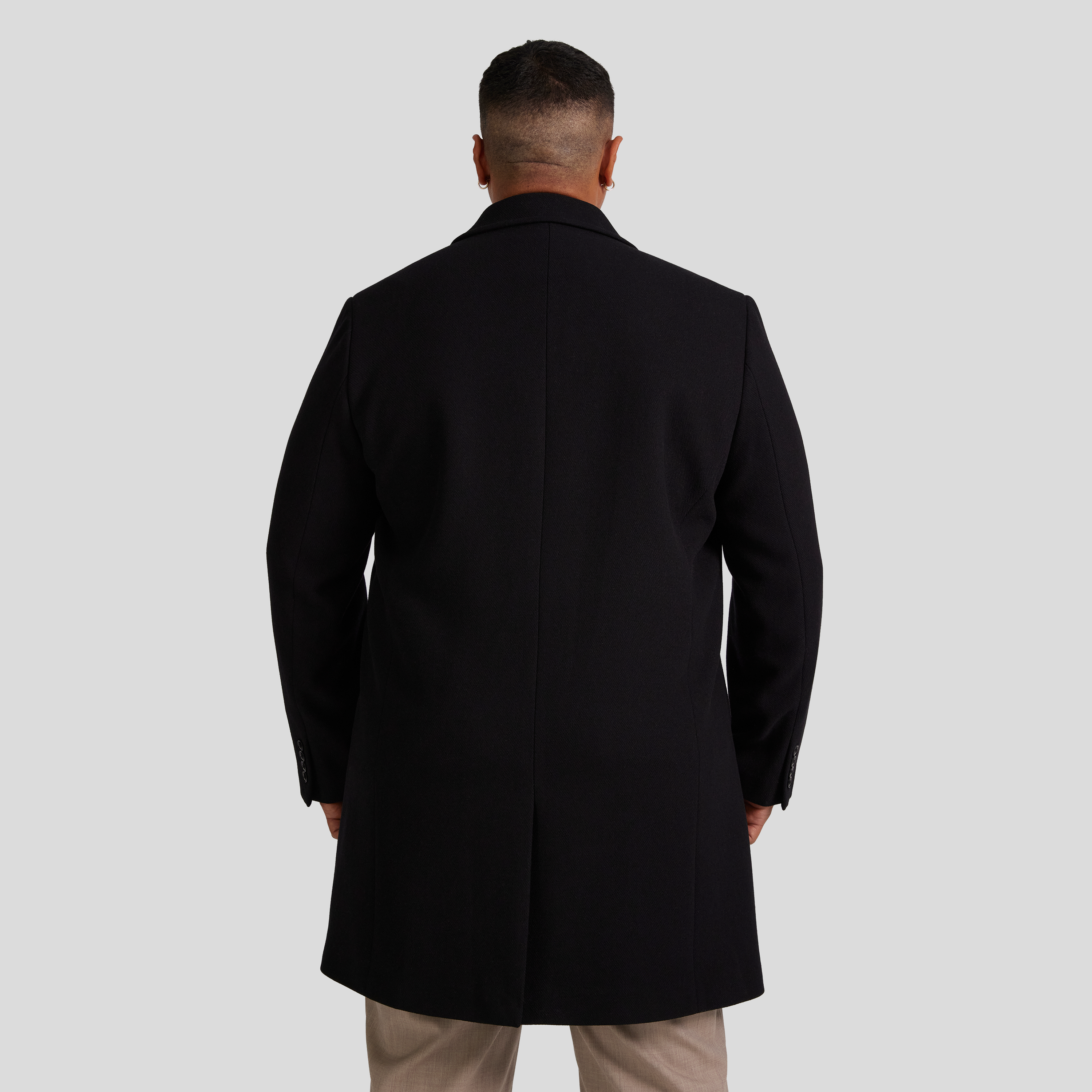 Black Carson Wool Blend Overcoat