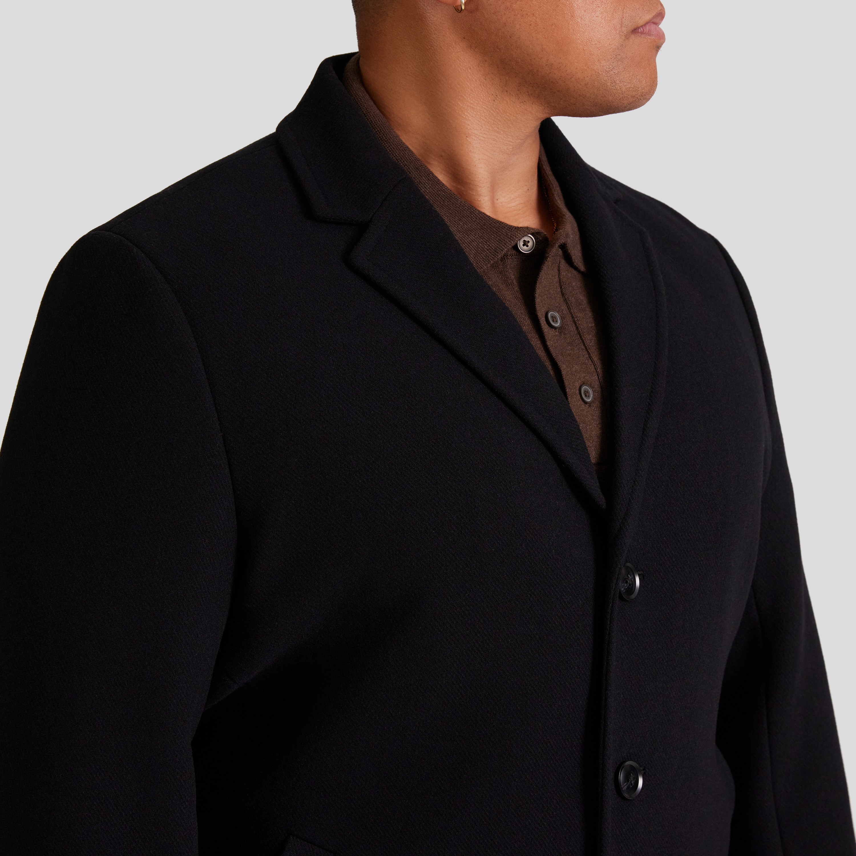Black Carson Wool Blend Overcoat