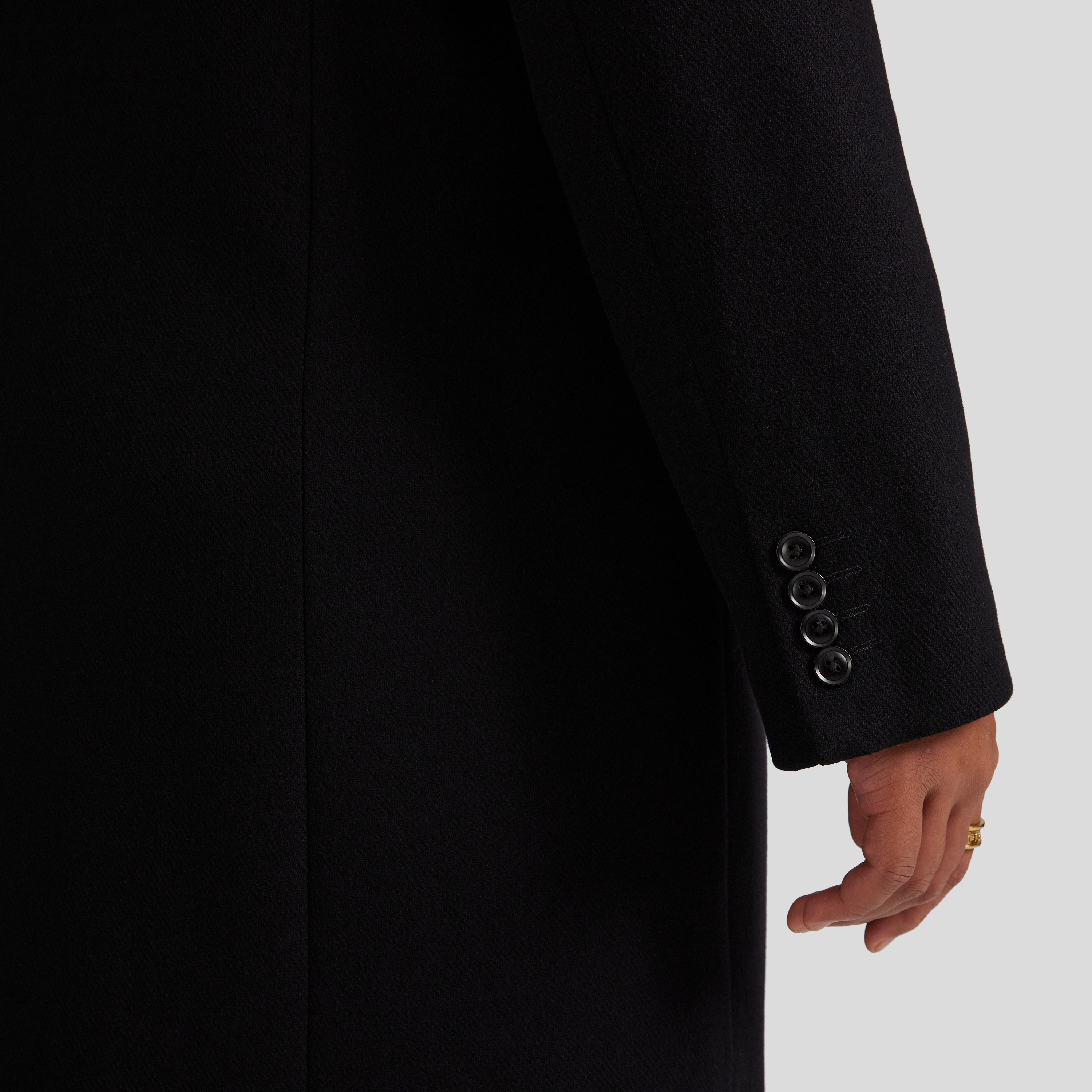 Black Carson Wool Blend Overcoat