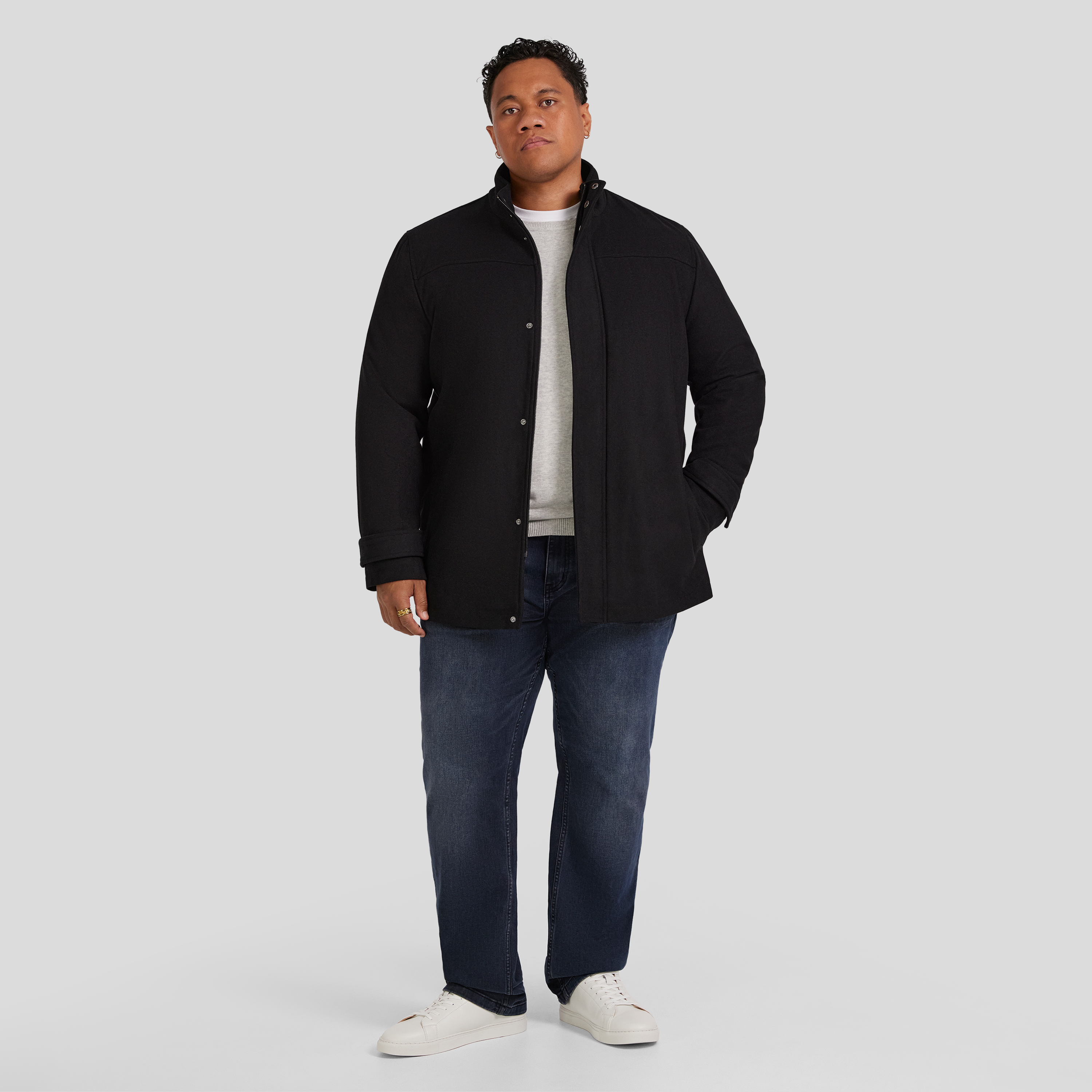 Black Riley Wool Blend Car Coat