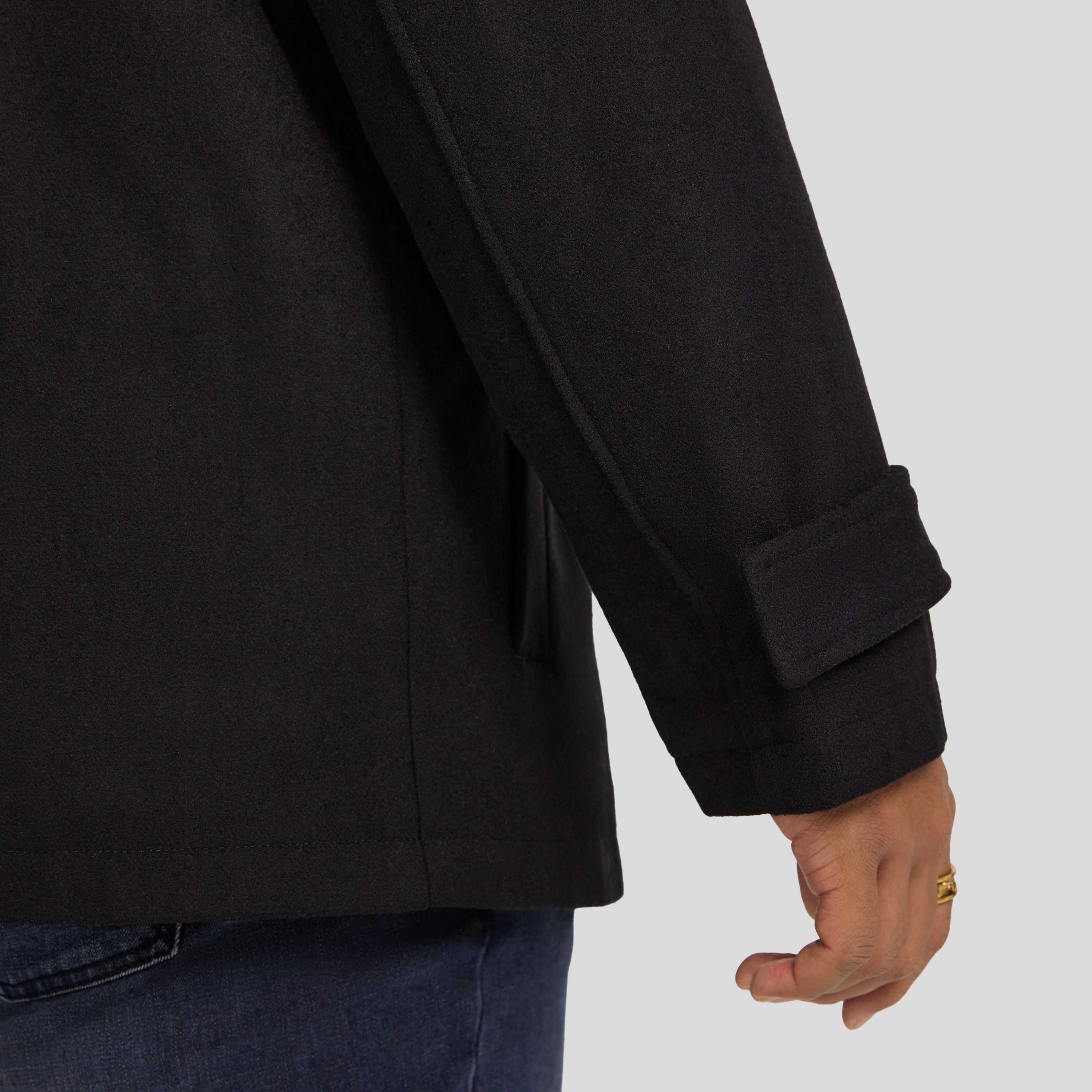 Black Riley Wool Blend Car Coat