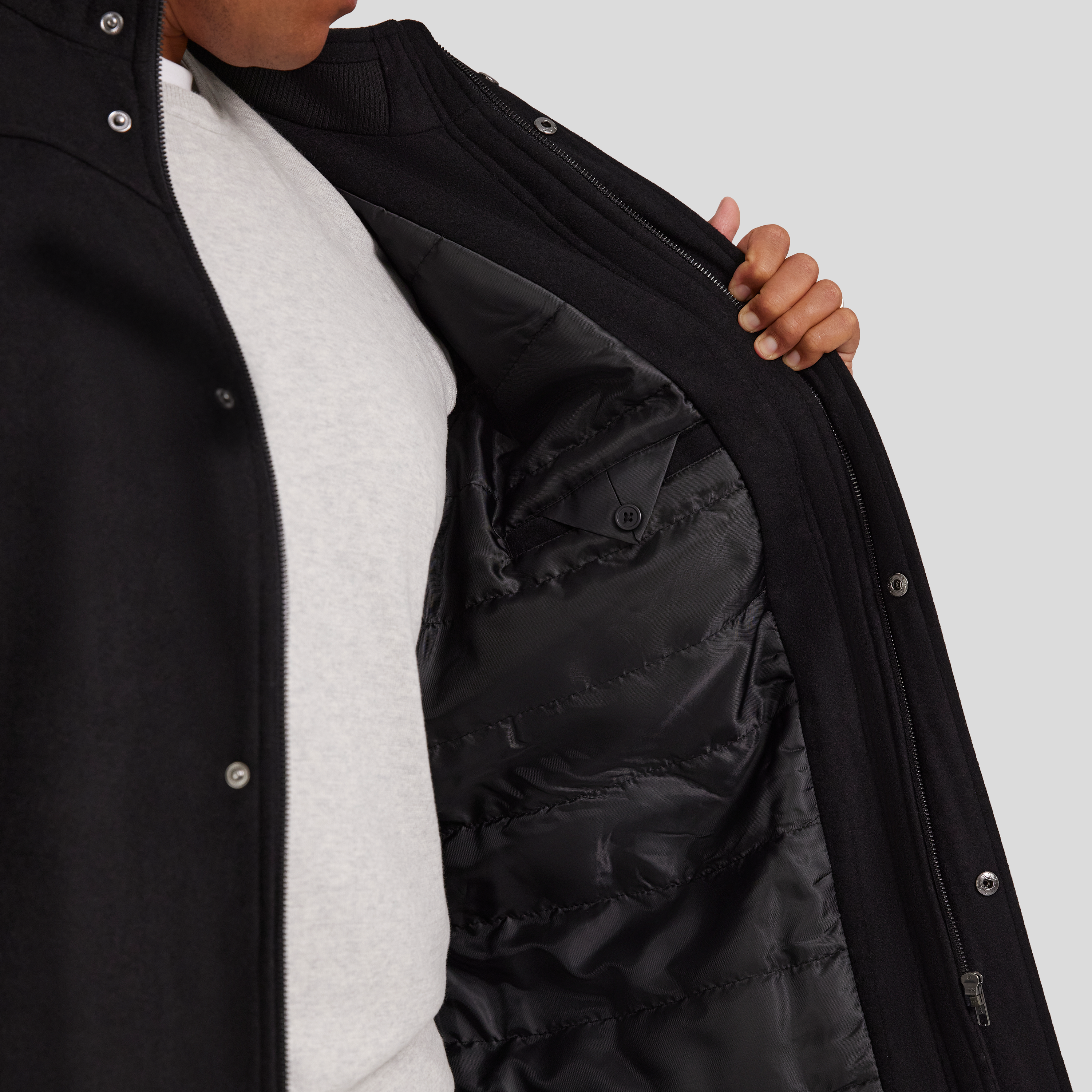 Black Riley Wool Blend Car Coat