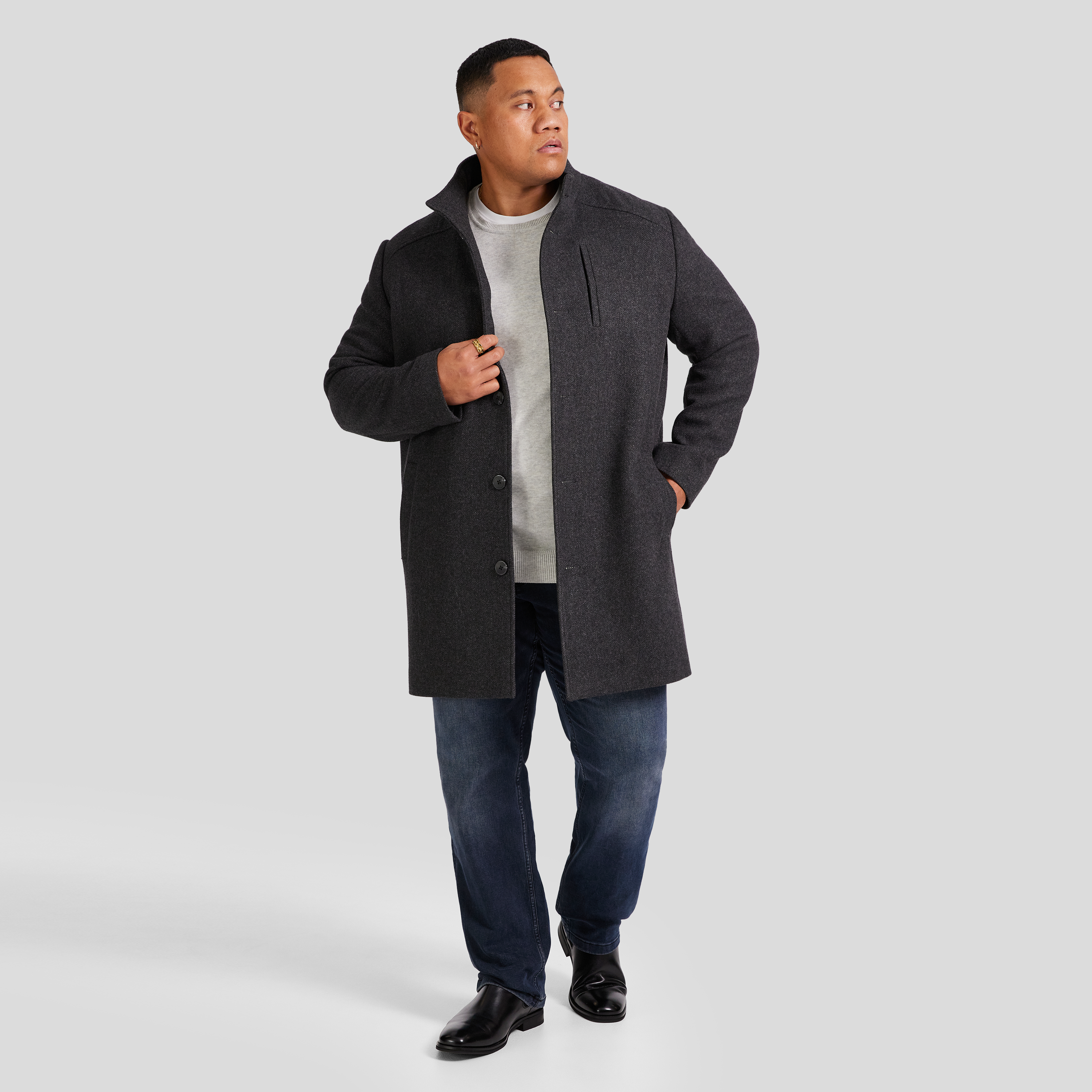 Charcoal Gage Wool Blend Coat