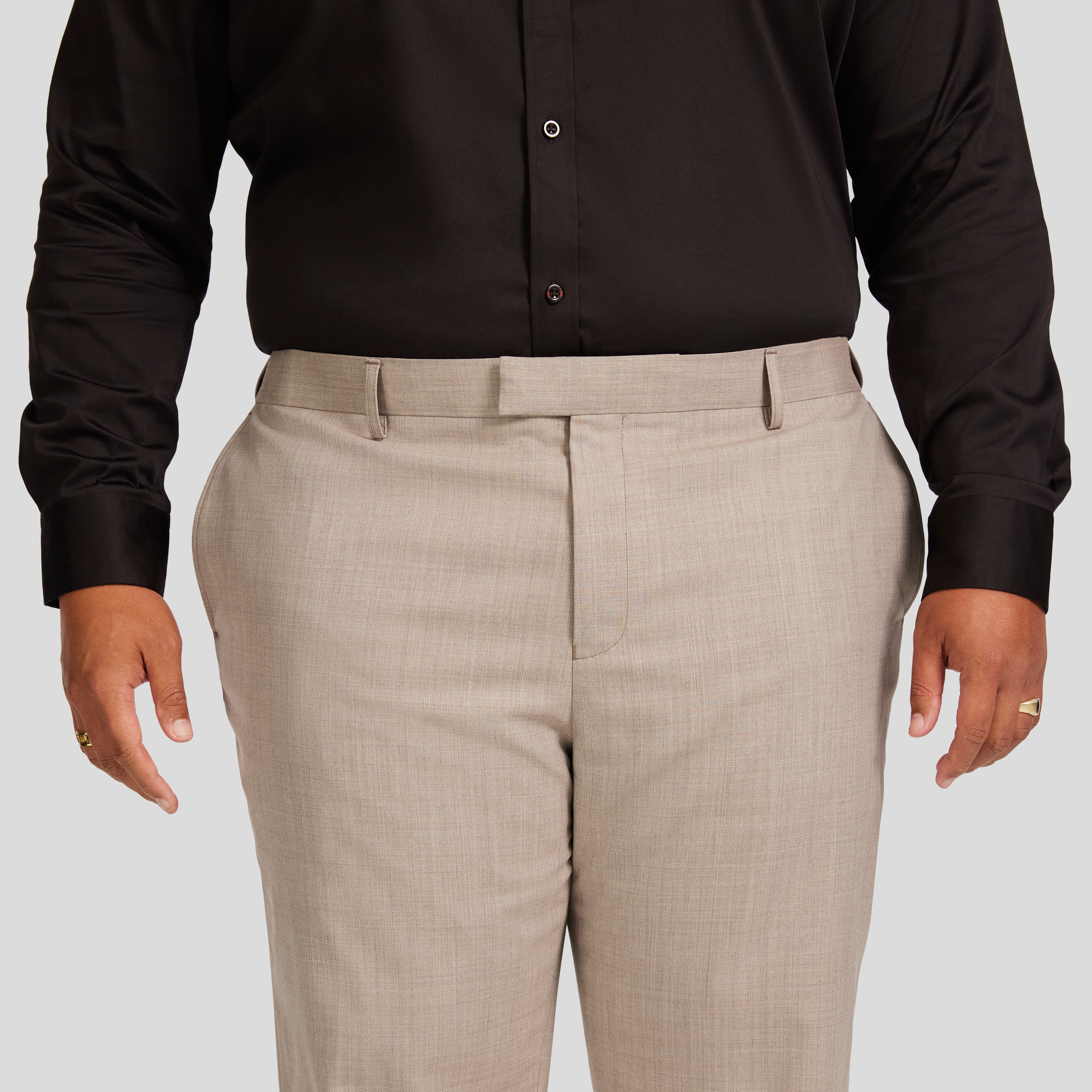 Beige Archer Wool Blend Slim Pant