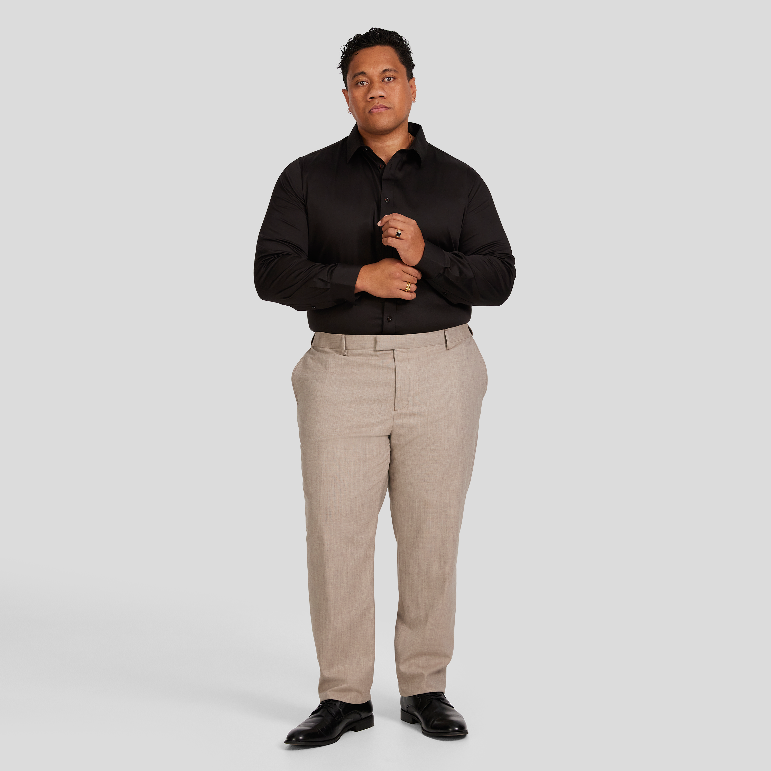 Beige Archer Wool Blend Slim Pant