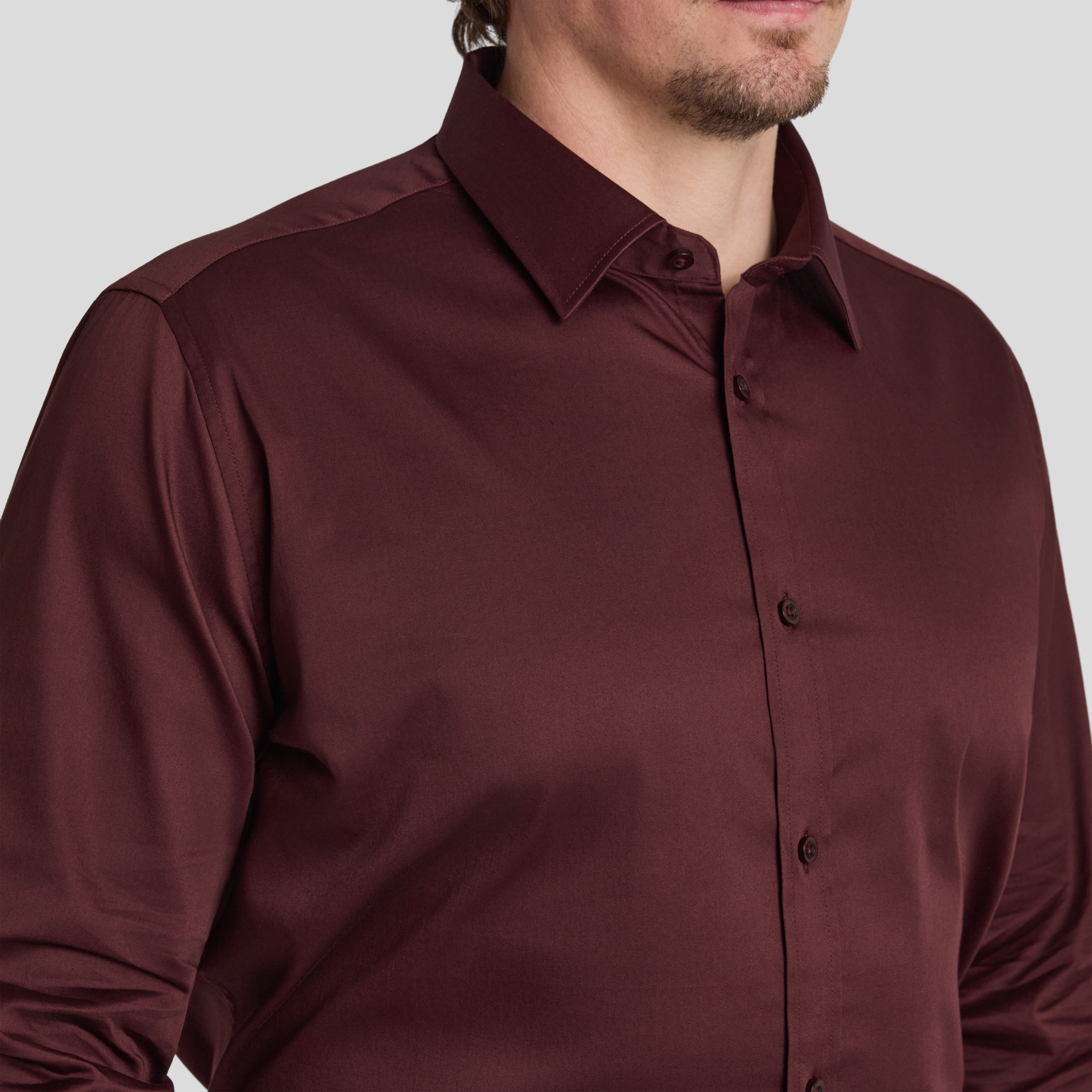 Wine Montego Stretch Dress Shirt