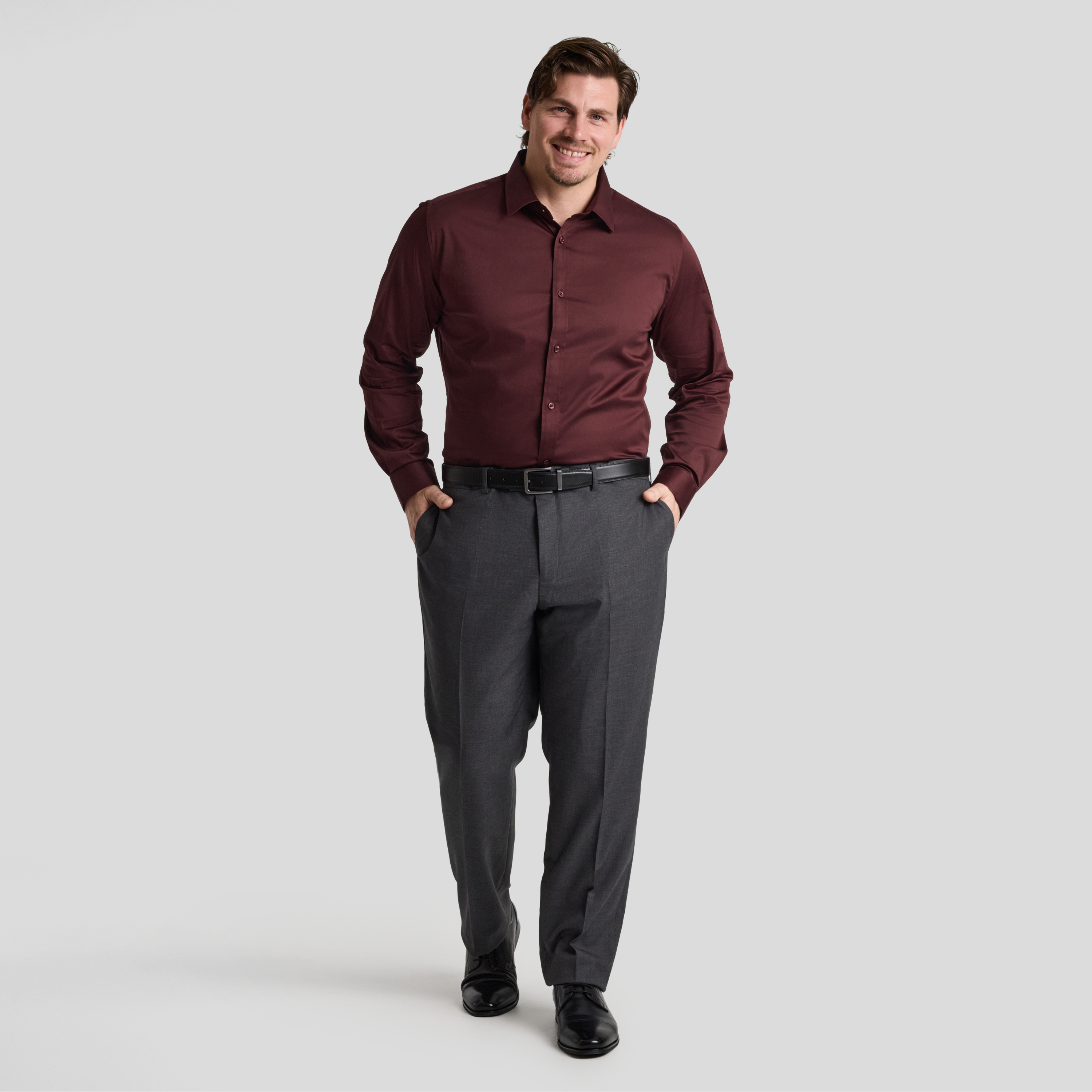 Wine Montego Stretch Dress Shirt