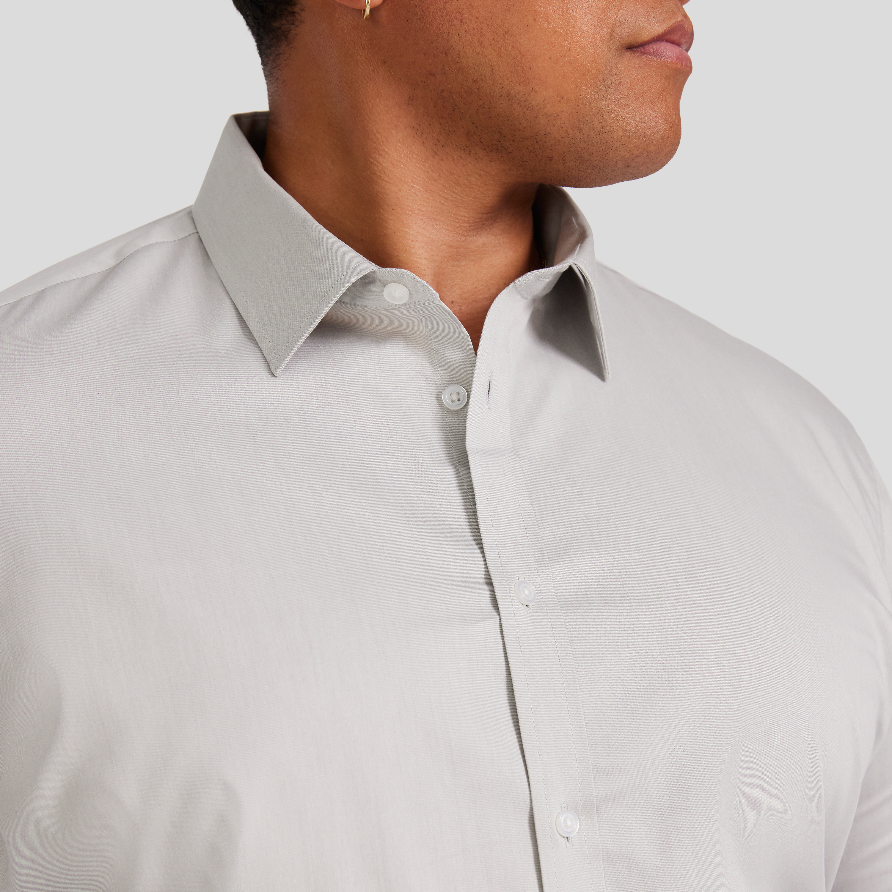 Silver Melange Stretch Dress Shirt