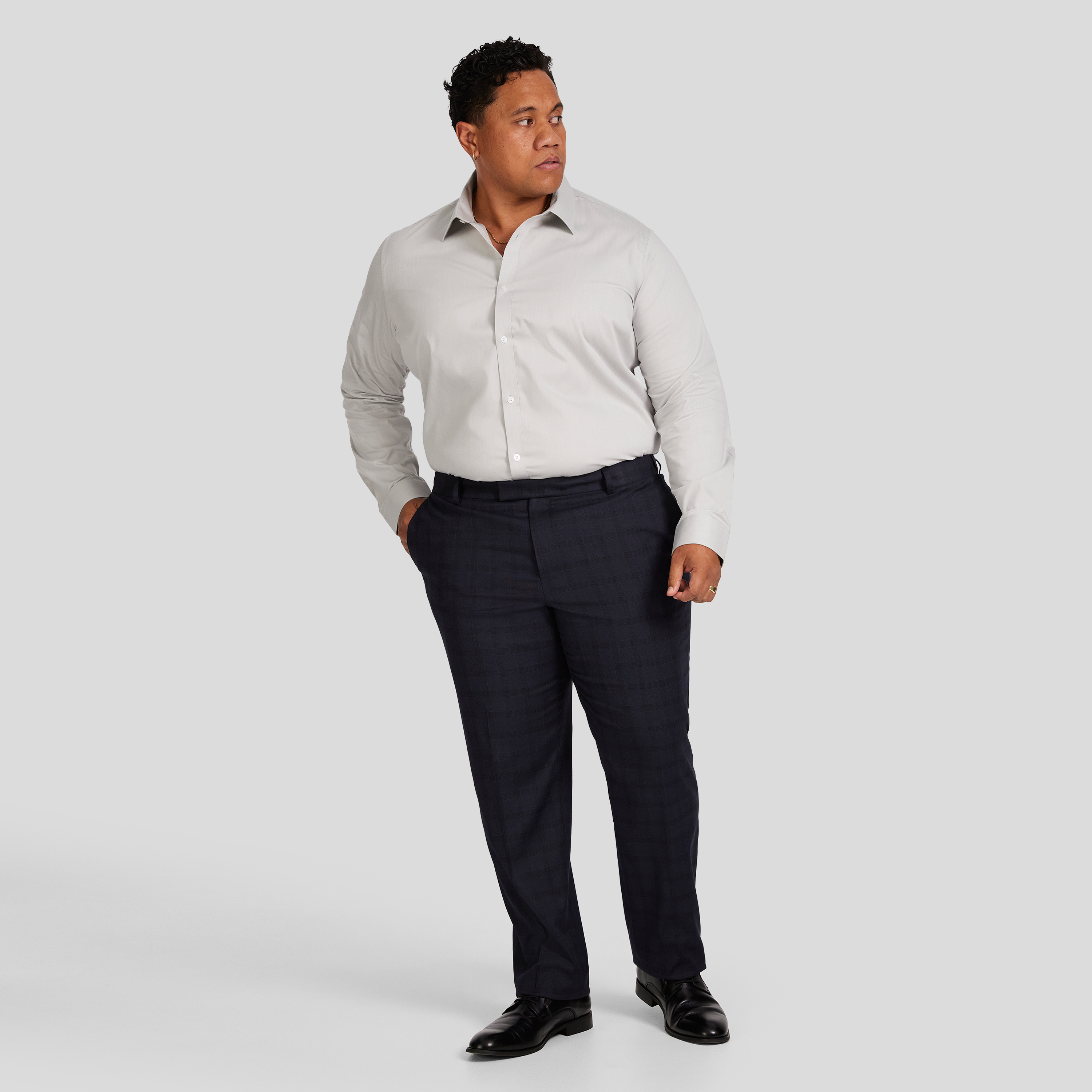 Silver Melange Stretch Dress Shirt