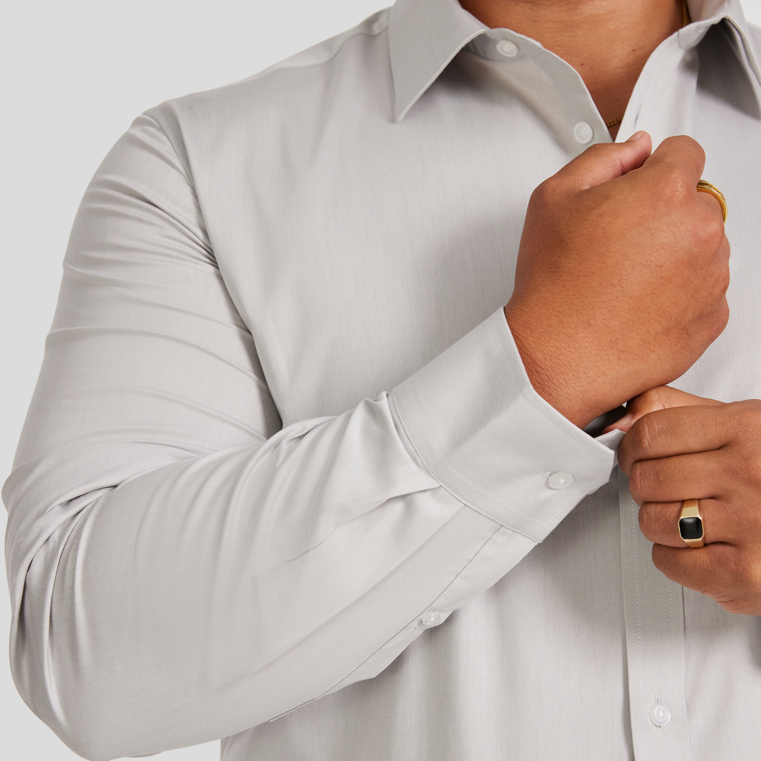 Silver Melange Stretch Dress Shirt