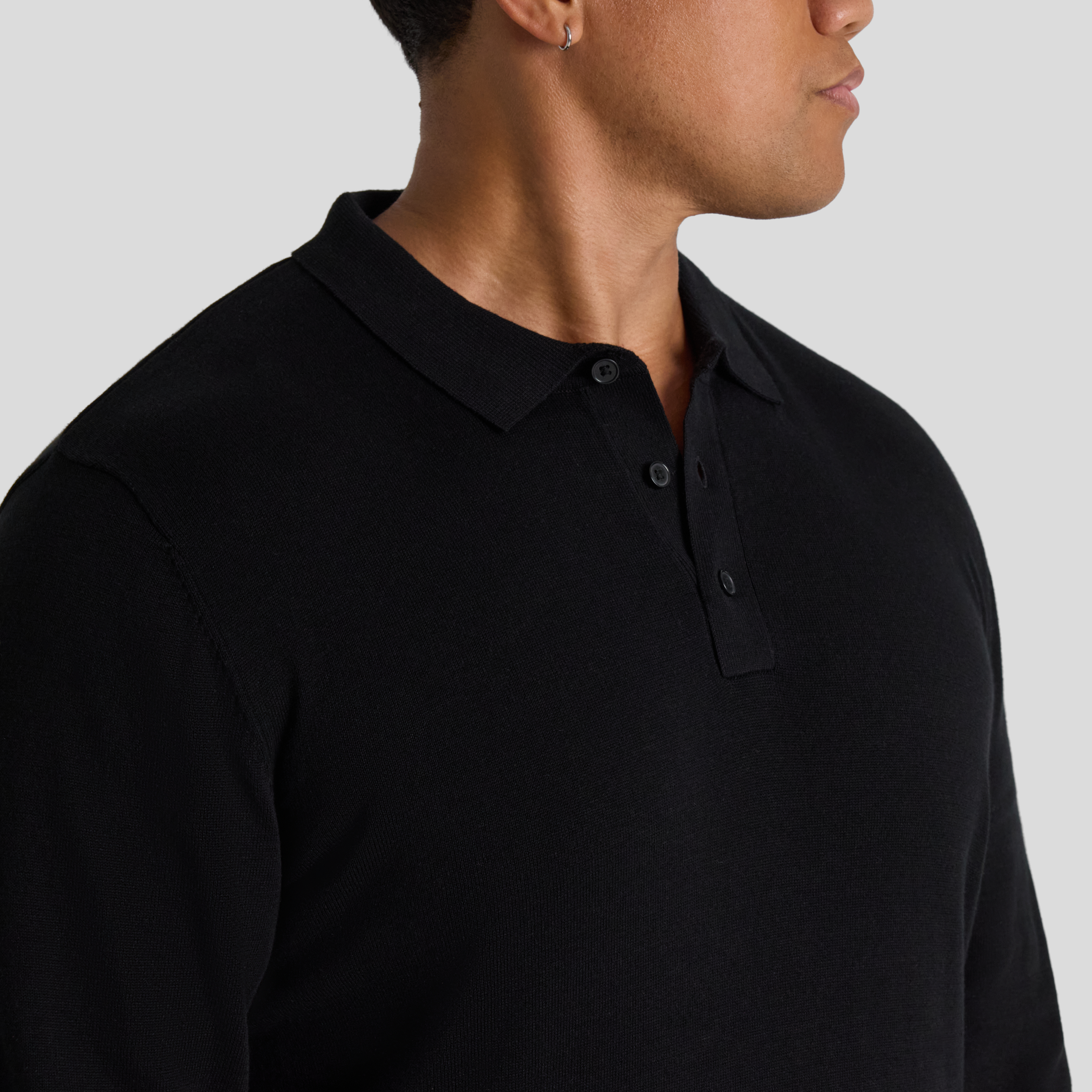 Black Everyday Polo Sweater