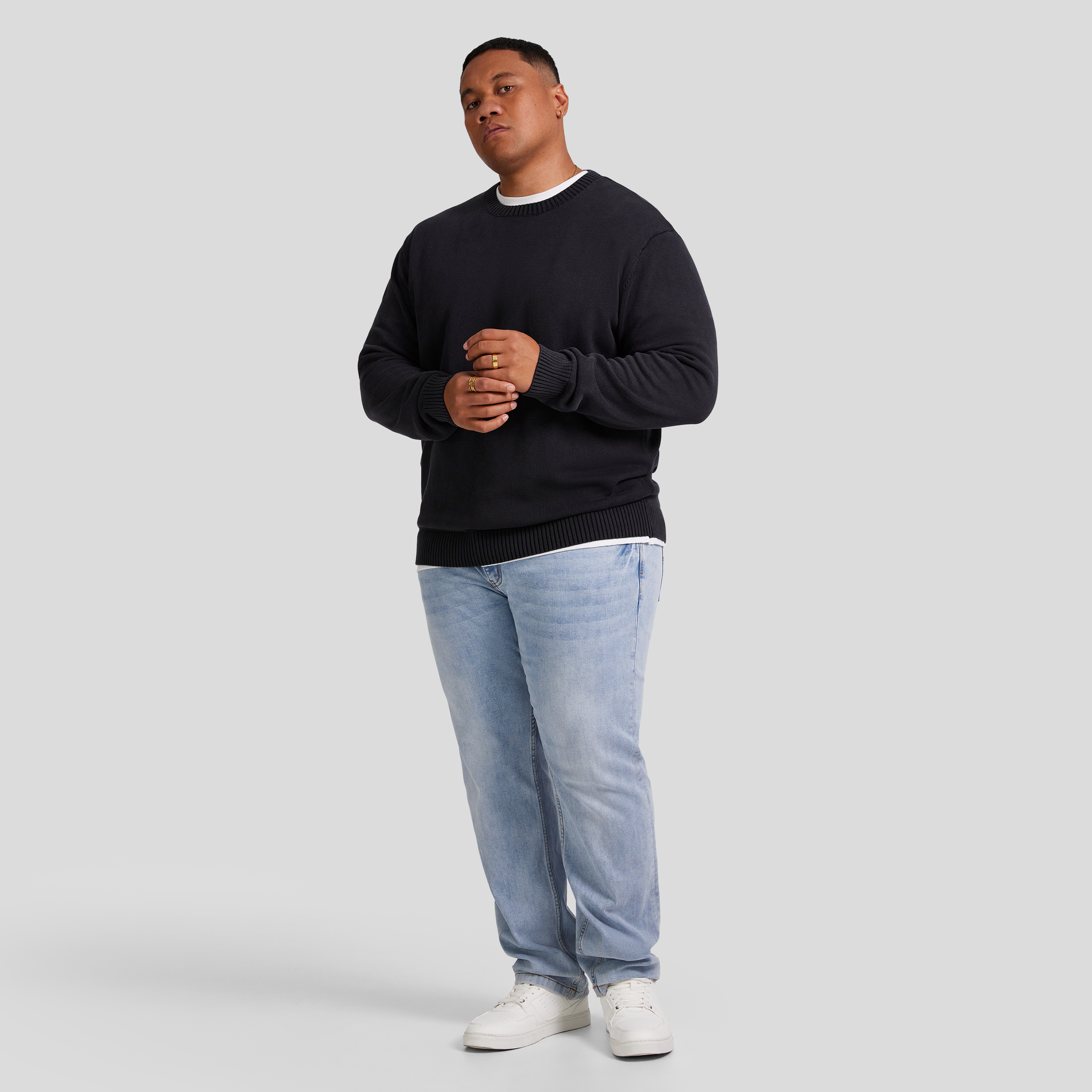 Washed Black Acid Wash Sweater