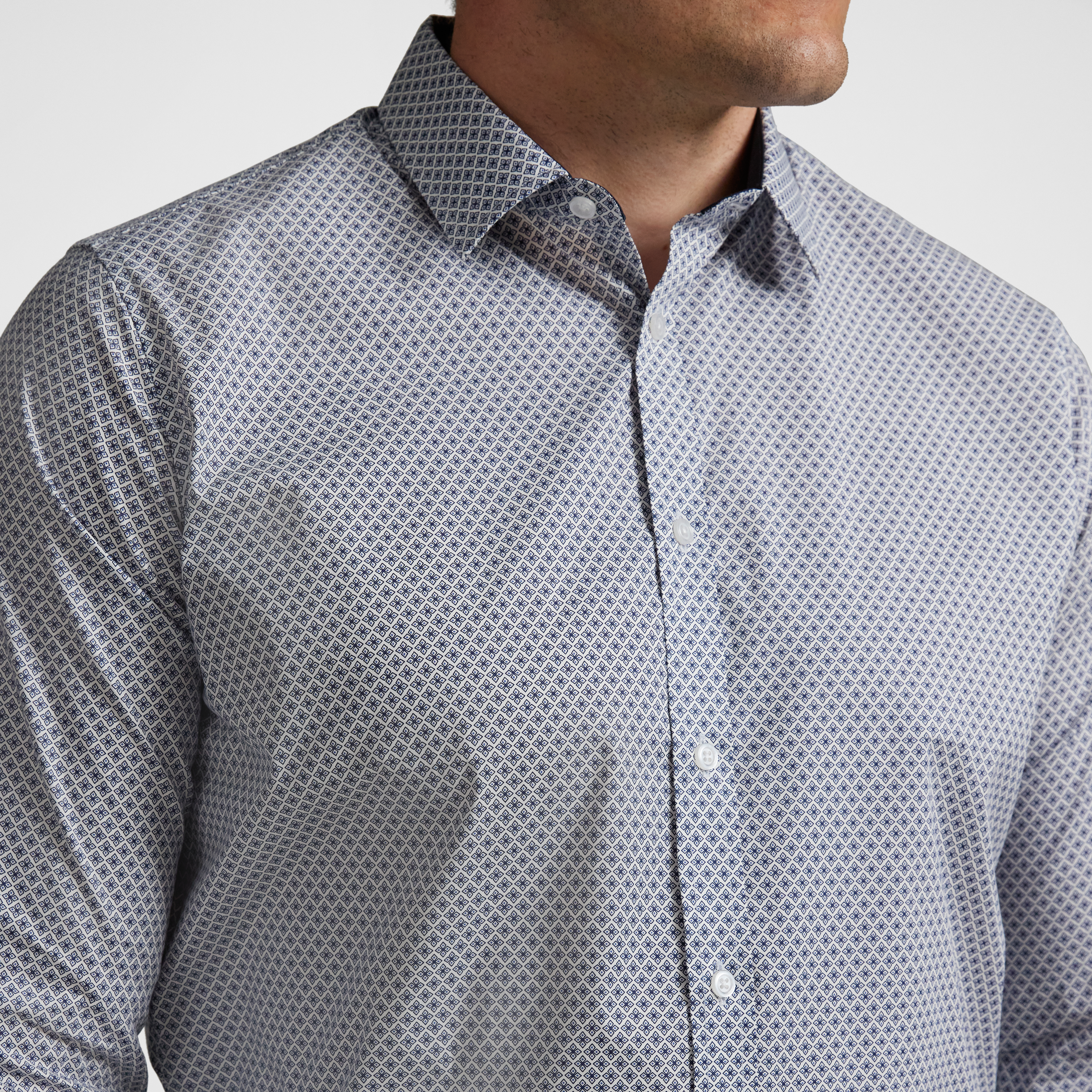 Navy Jasper Print Stretch Shirt